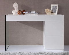 Modern White Floating Glass Vanity With Mirror