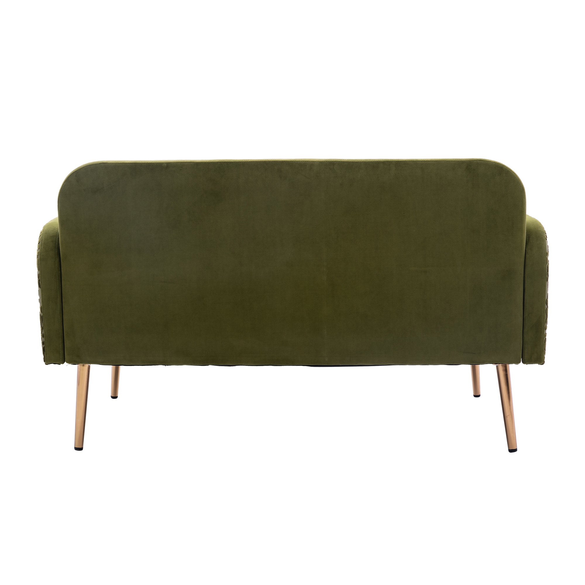 European Velvet Loveseat Sofa with Metal Feet - Green Olive