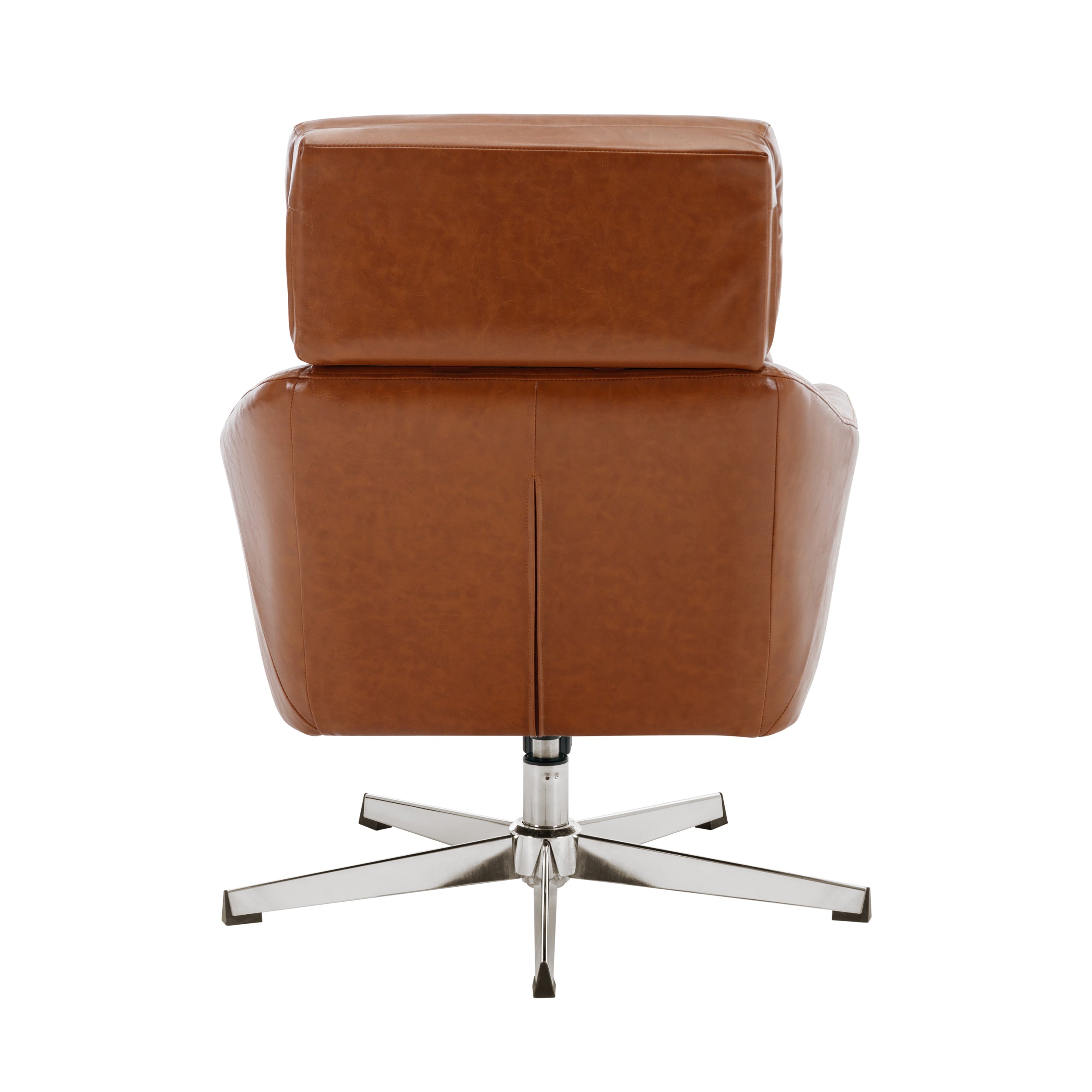 PU Leather Swivel Armchair with Ottoman - Brown