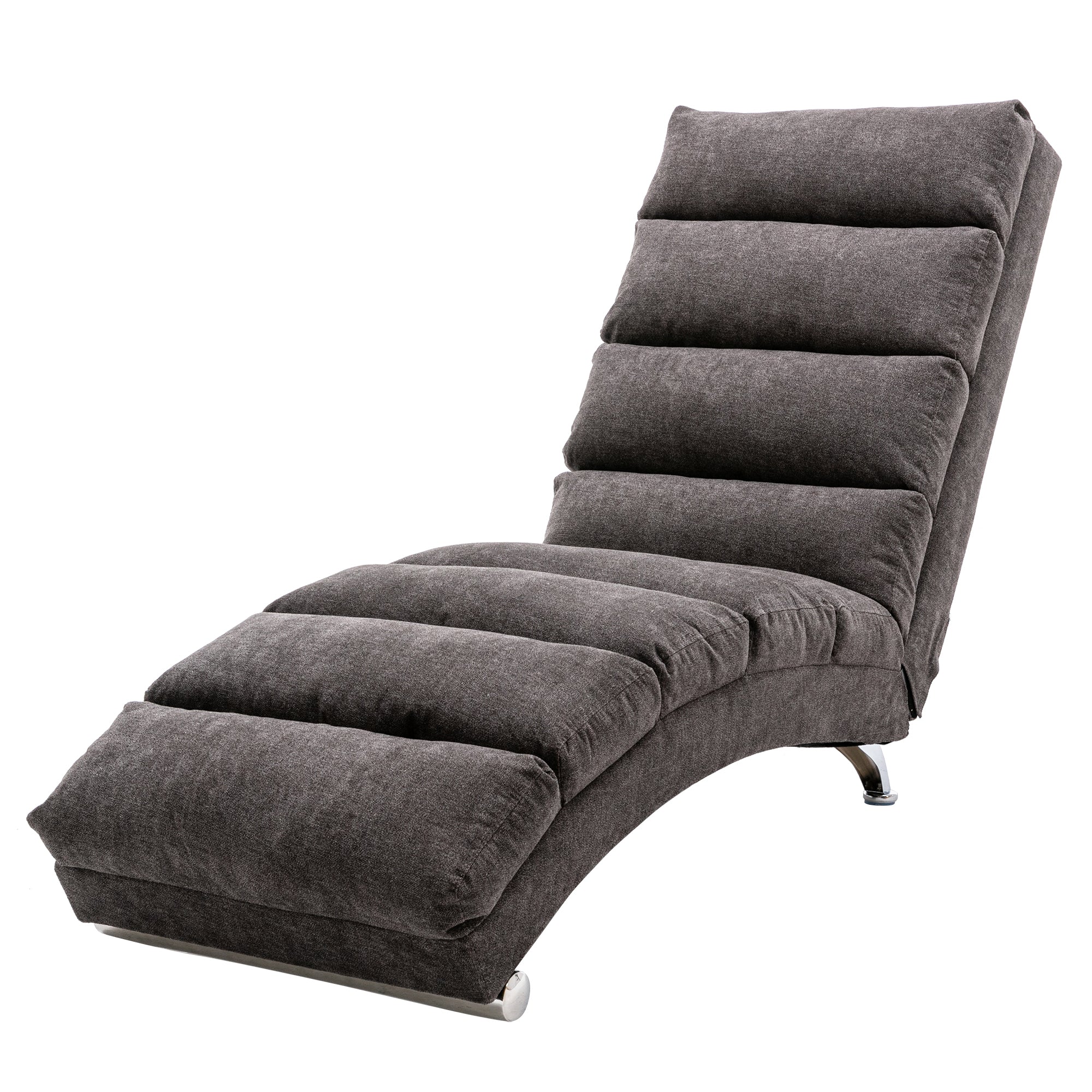 Linen Modern Long Lounger Chair - Dark Gray