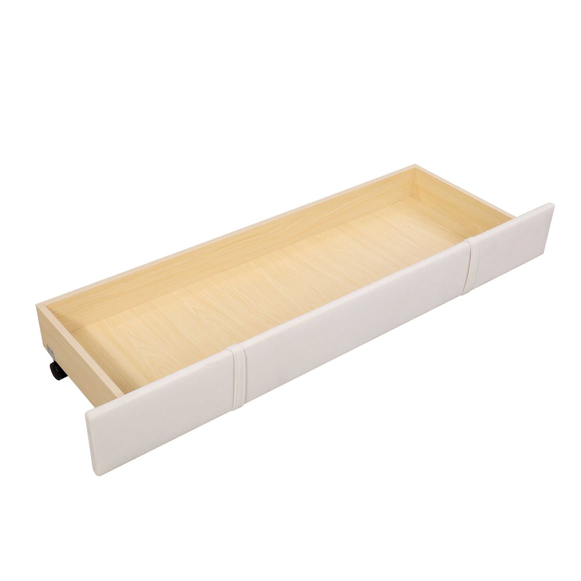 Queen Size Storage Bed Velvet Upholstered Platformwith a Big Drawer - Beige