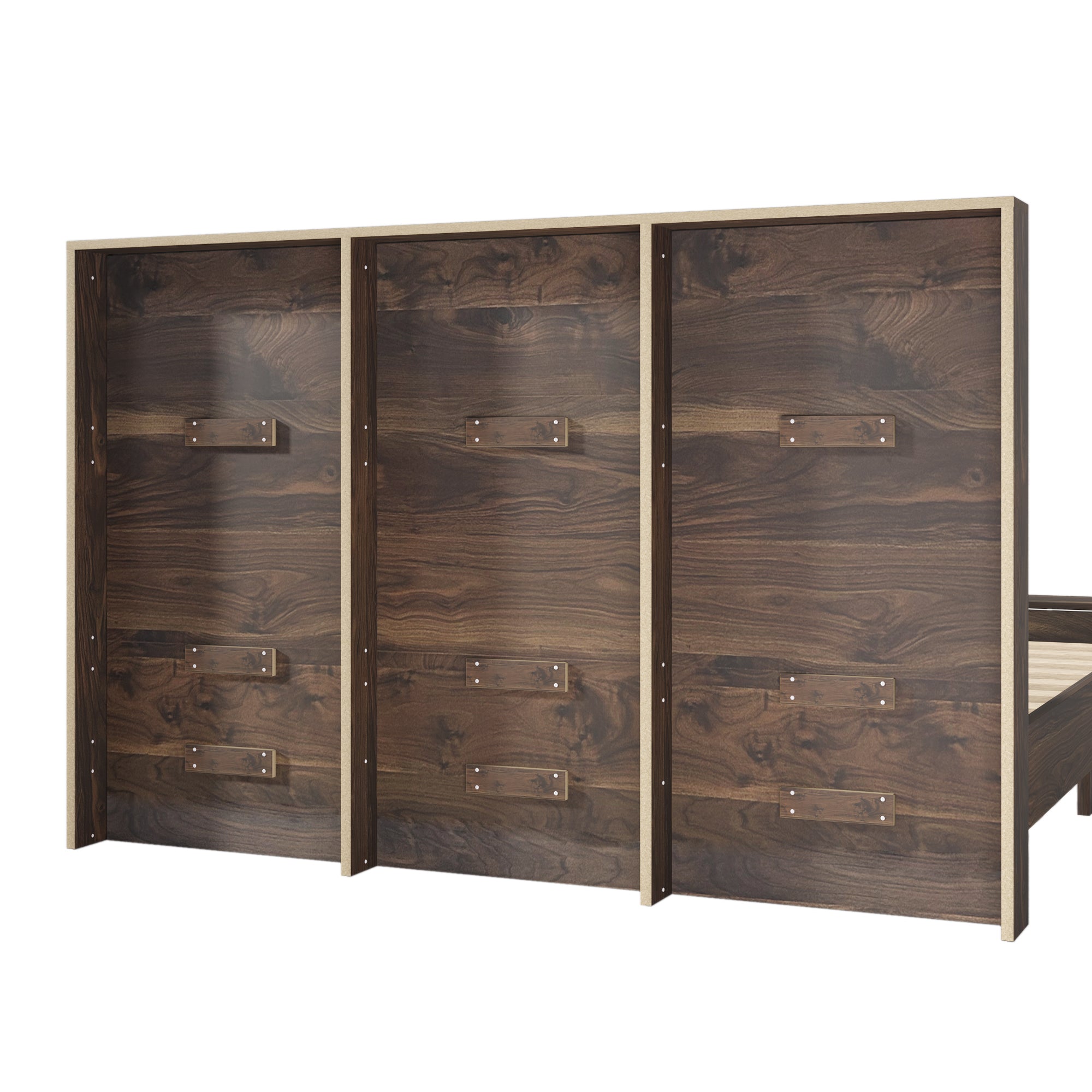 King Size Wood Platform Bed with Storage Bench - Walnut