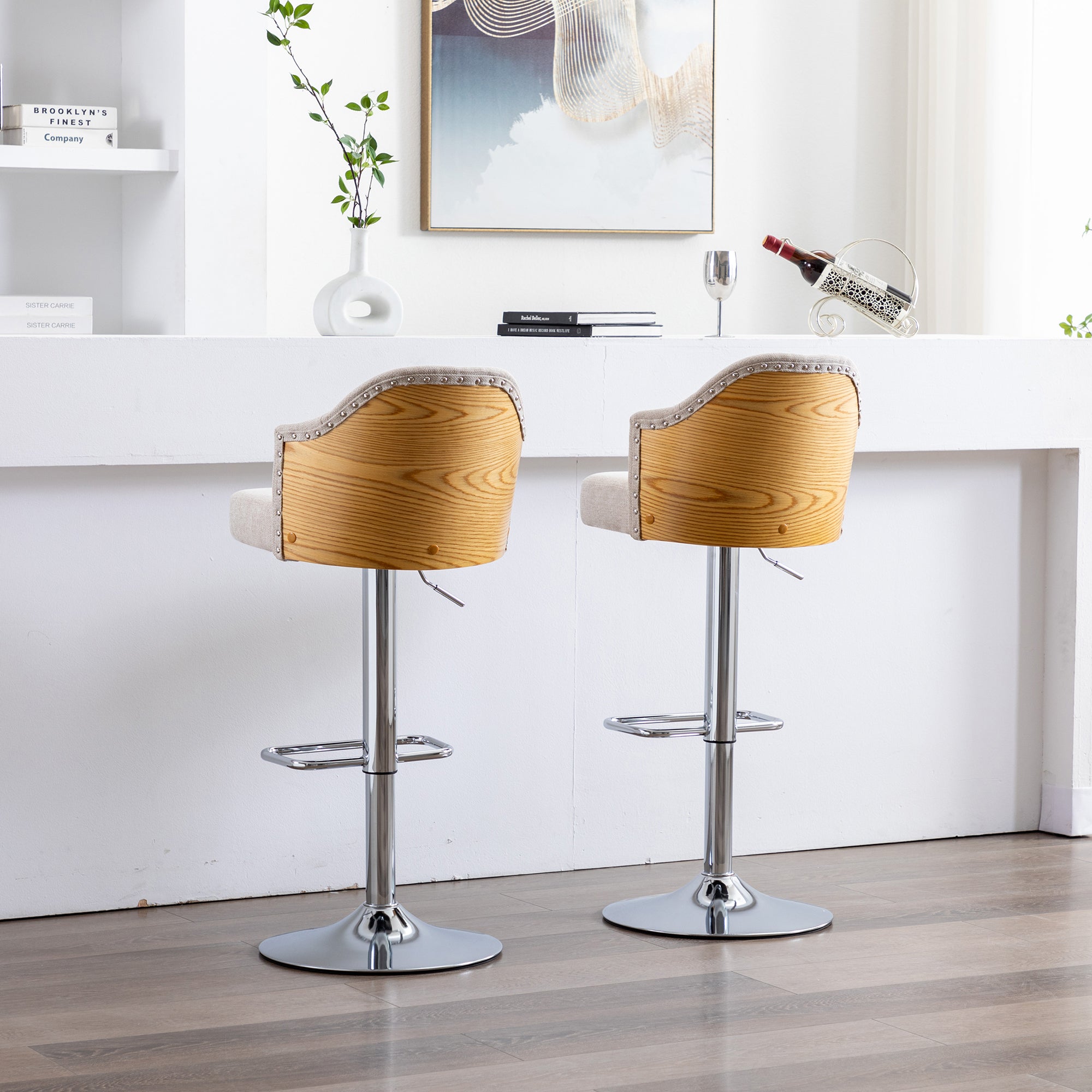 Counter Swivel Bar Stools Adjustable (Set of 2) - Beige