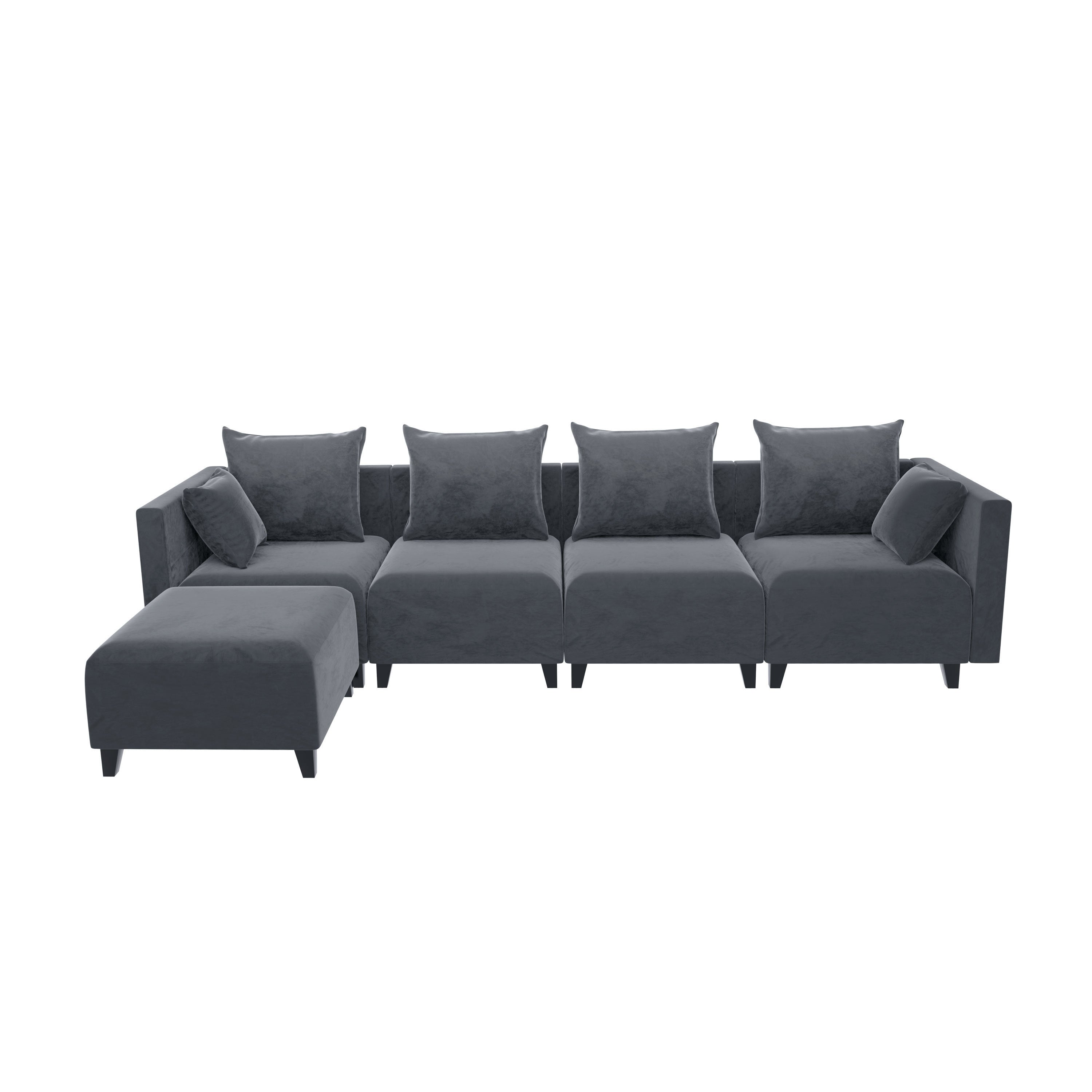 Sectional Sofa L Shape Modular Couch - Grey