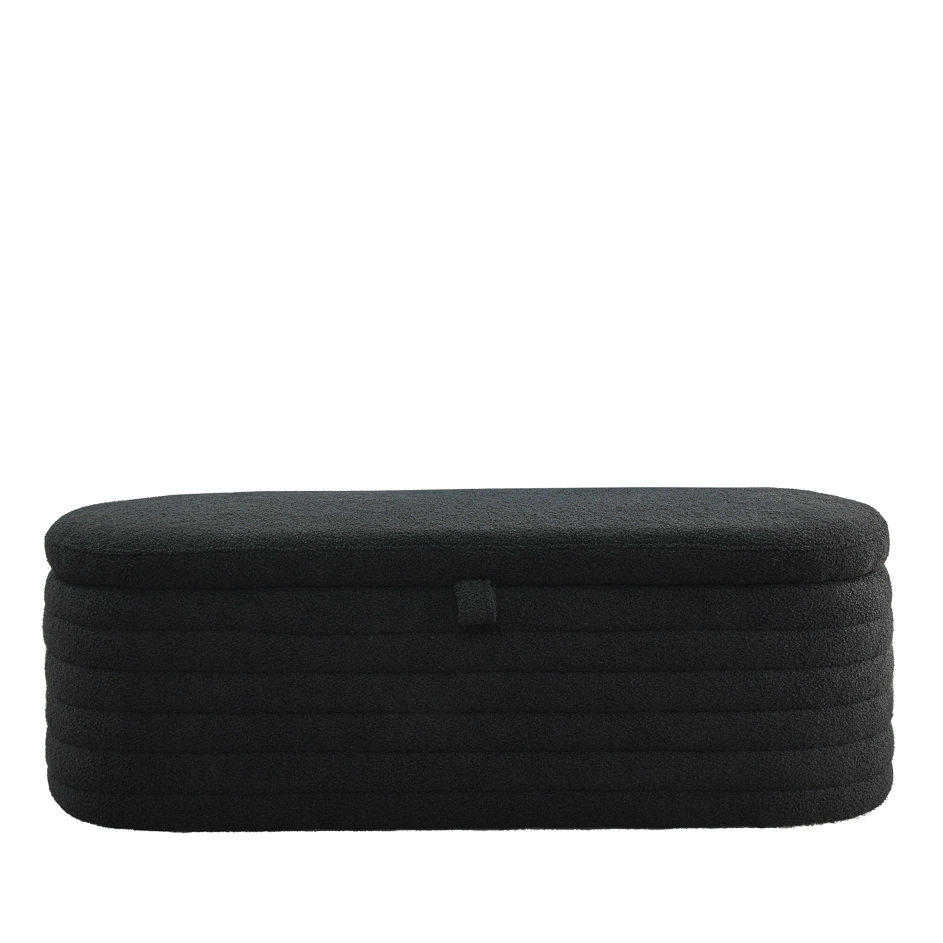 Storage Ottoman Bench Upholstered Fabric Storage - Black teddy