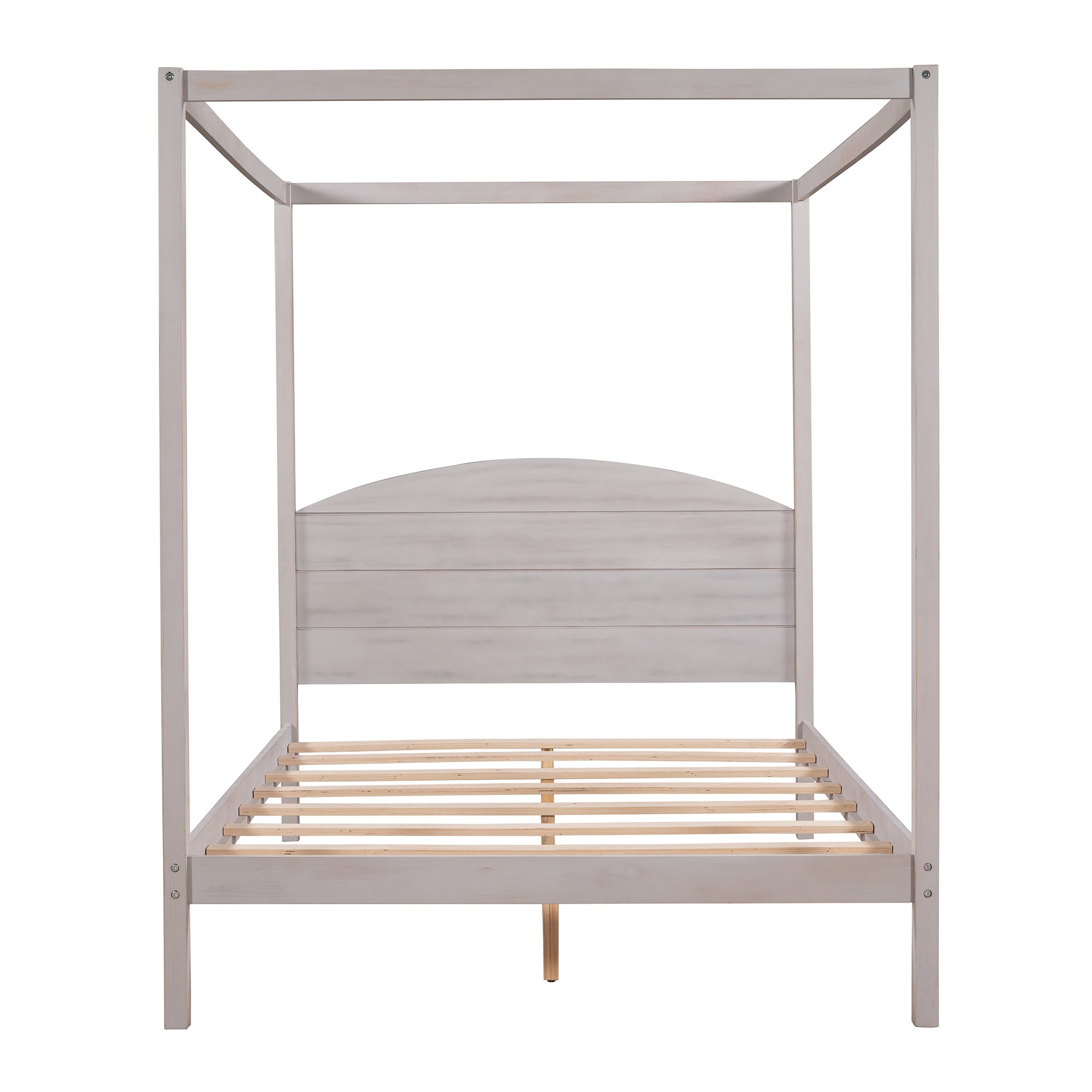Full Size Canopy Platform Bed - Grey Wash