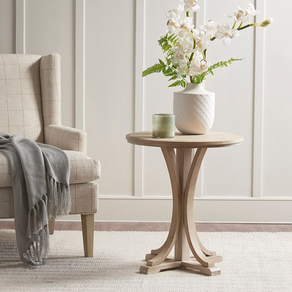 Round Accent Table - Natural Wood