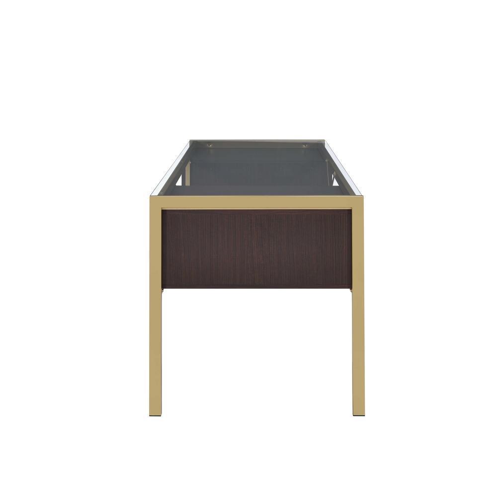 Clear Glass with Metal Frame Desk - Gold & Brown finish