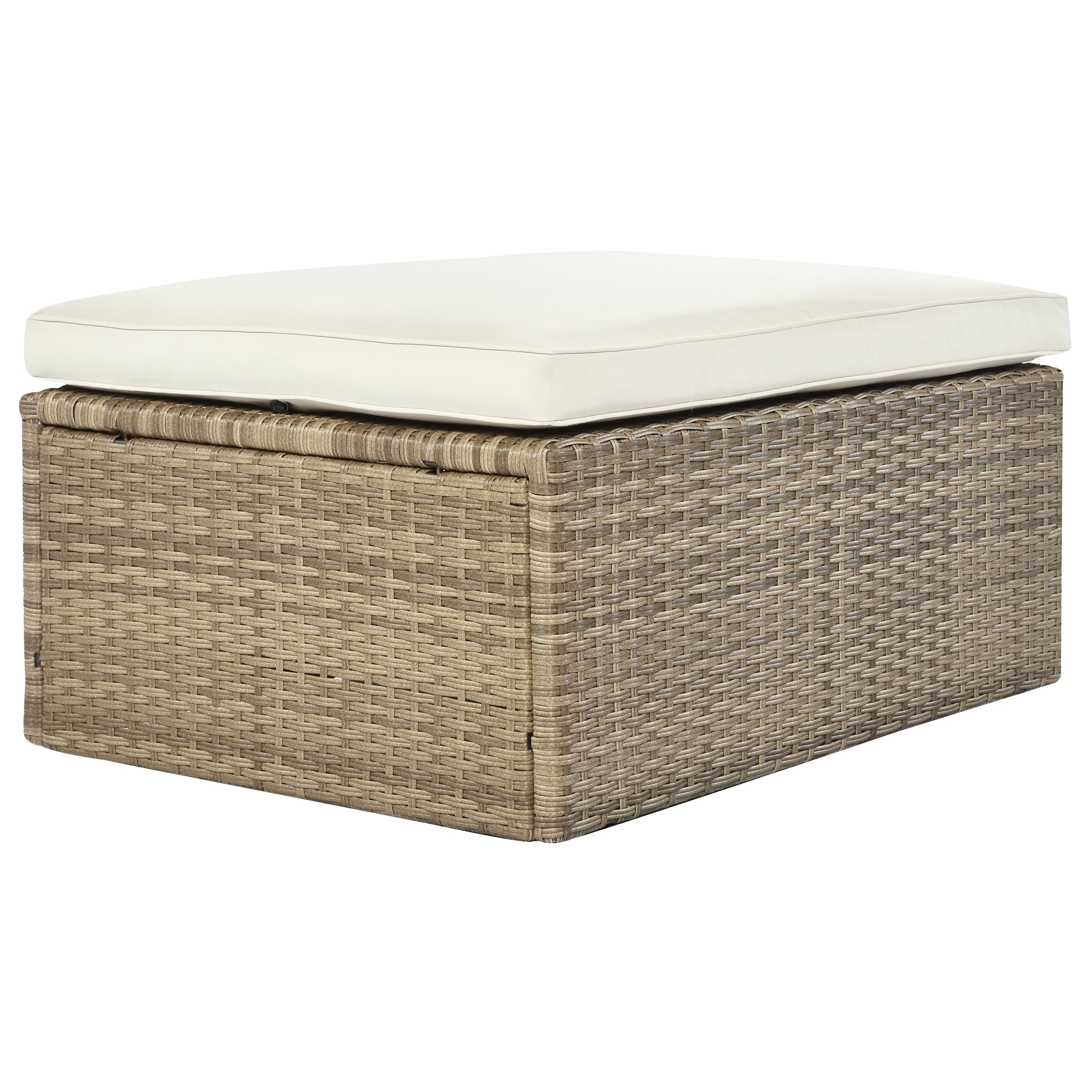 Outdoor Patio Furniture Set, 5-Piece Wicker Rattan Sectional Sofa Set - Brown and Beige