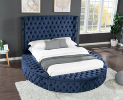 Hazel Queen Size Tufted Storage Bed made with Wood - Blue