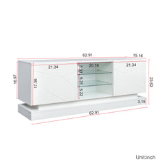 Modern TV Stand with Lights with Storage Drawers - White