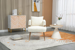 Accent Chair with Golden Feet - White Teddy