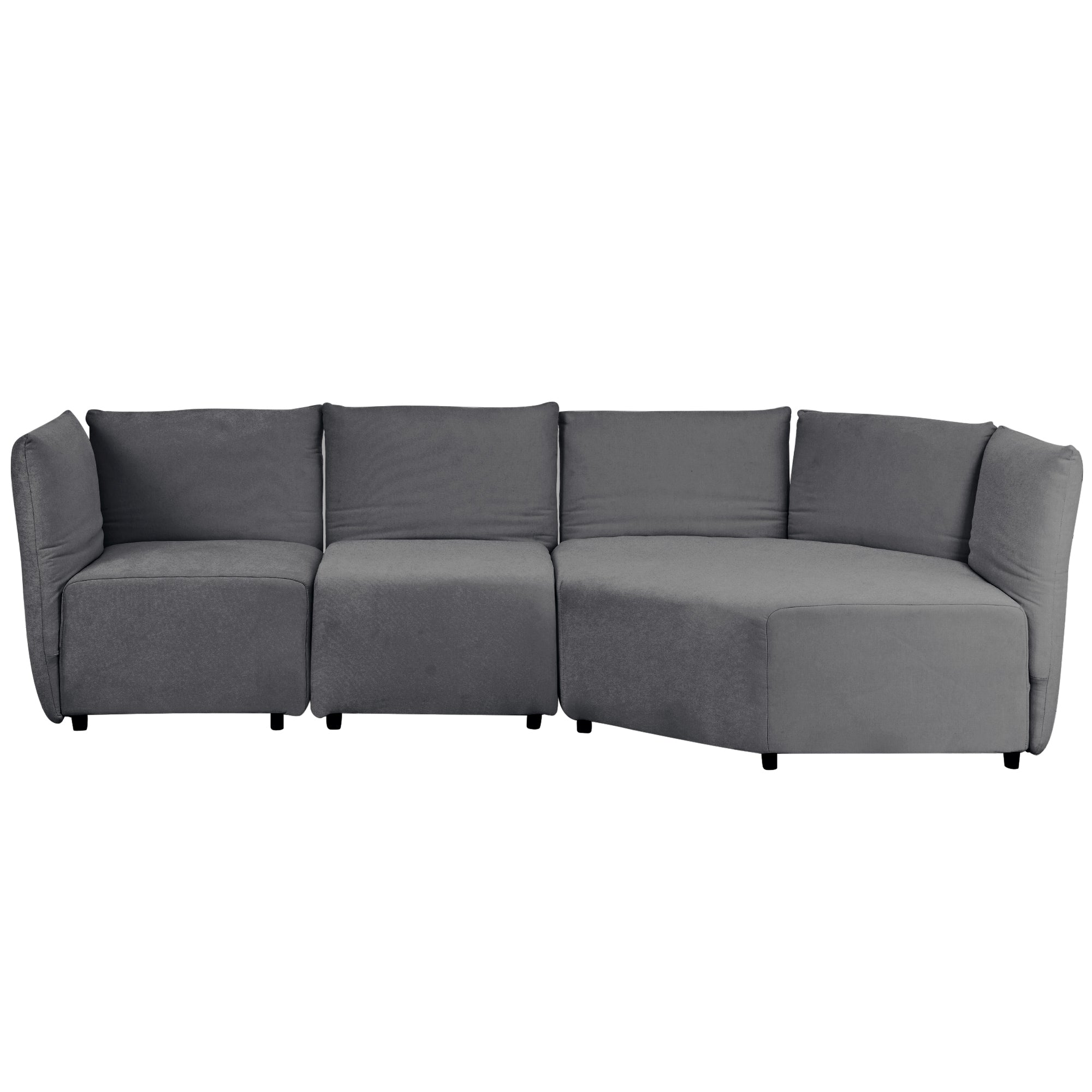 Stylish Sofa Set with Polyester Upholstery with Adjustable Back with Free Combination for Living Room - Gray