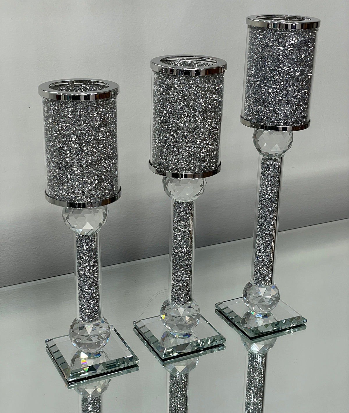 Ambrose Exquisite Candle Holder (Set of 3) - Silver