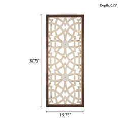 Damask Wood Panel Two-tone Geometric Wall Decor