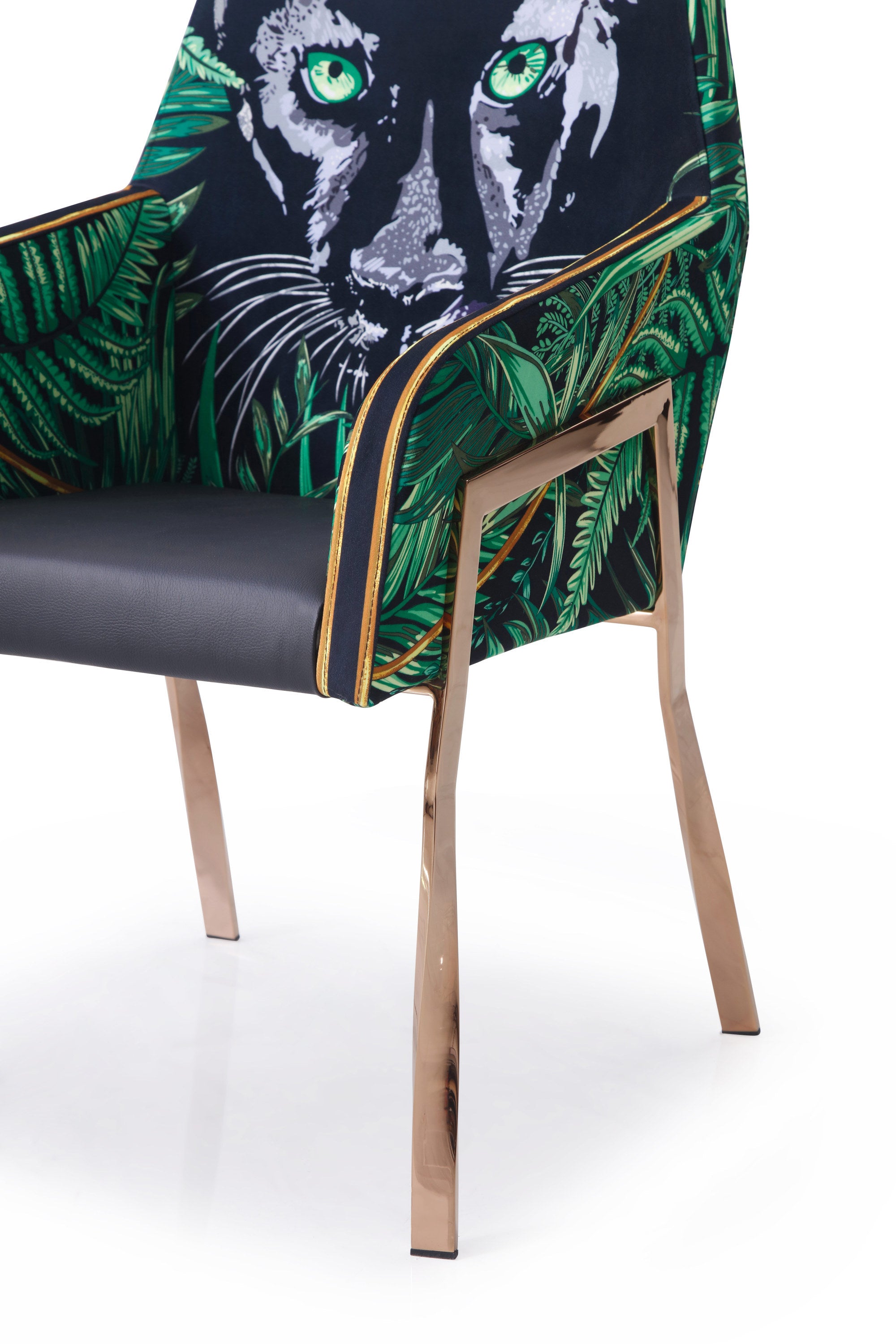 Fierce Panther Dining Chair - Black, Green & Rose Gold