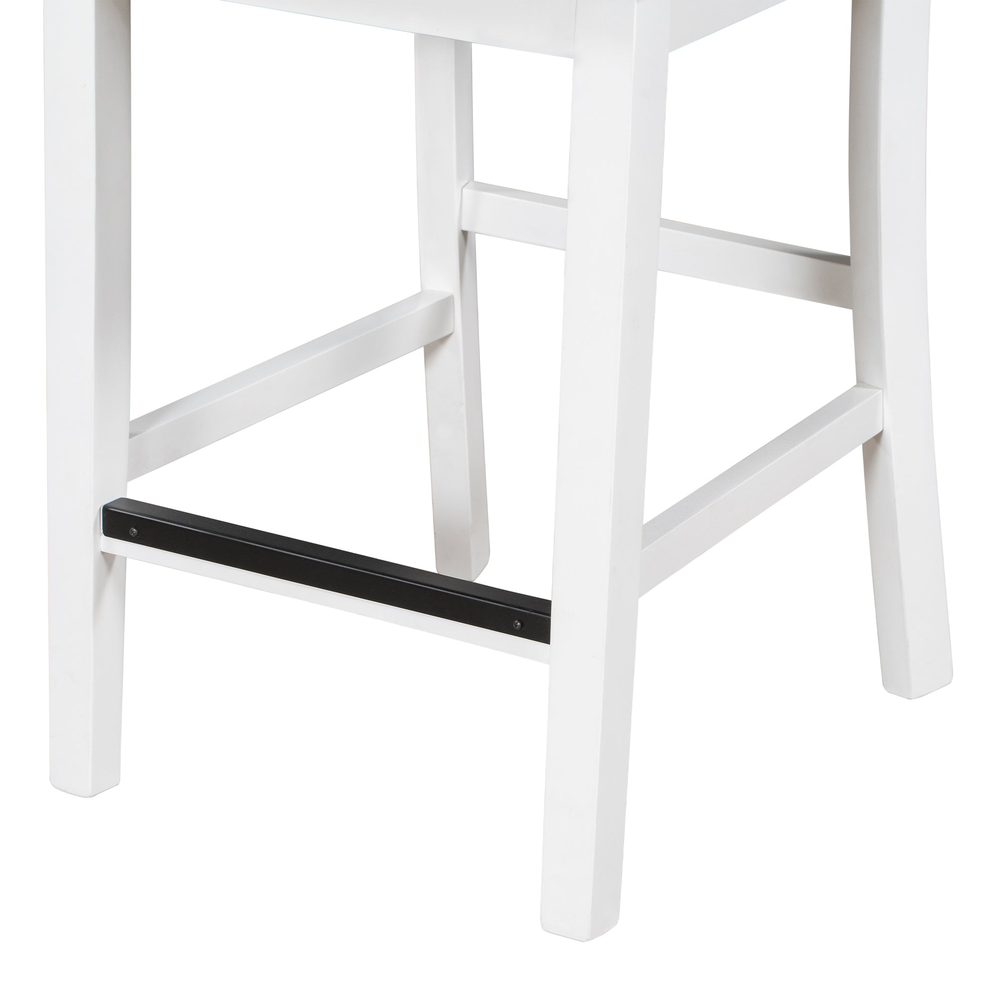 Counter Height Wood Upholstered Dining Chairs with Cross Backs (Set of 4) - White+Beige
