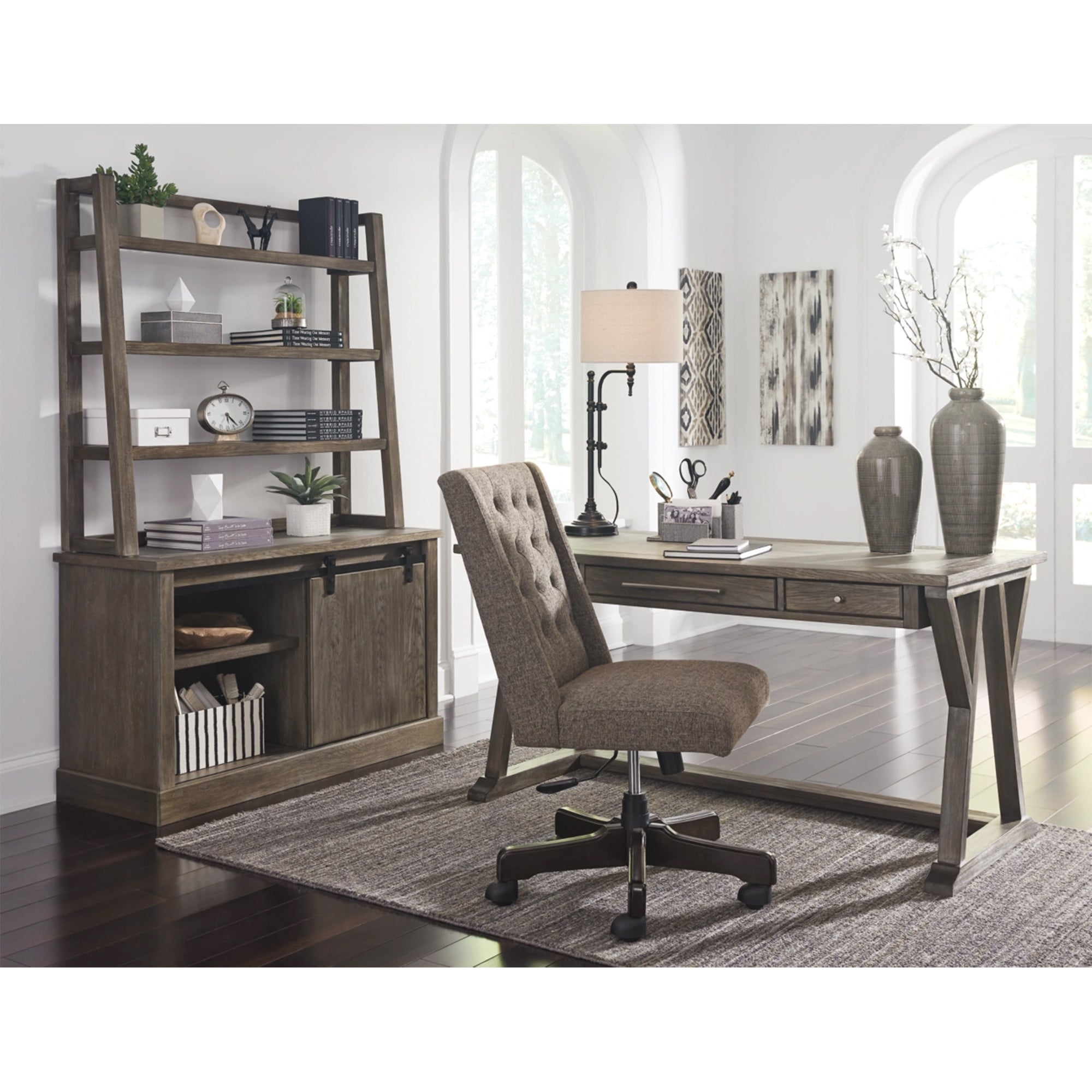 Rustic 60" Casual Home Office Desk - Brown Gray