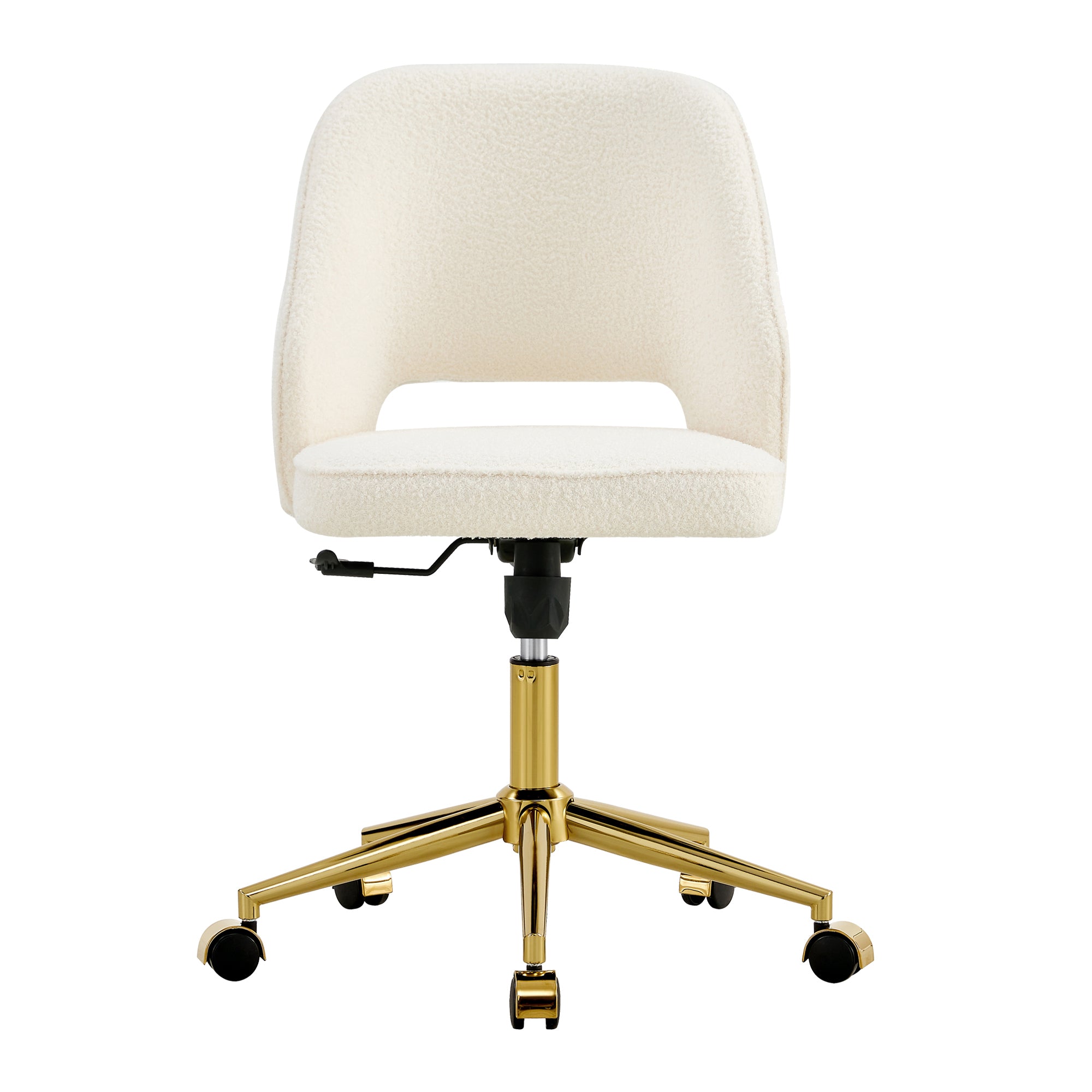 Modern Swivel Teddy Velvet Office Chairs, Adjustable 360 °- White