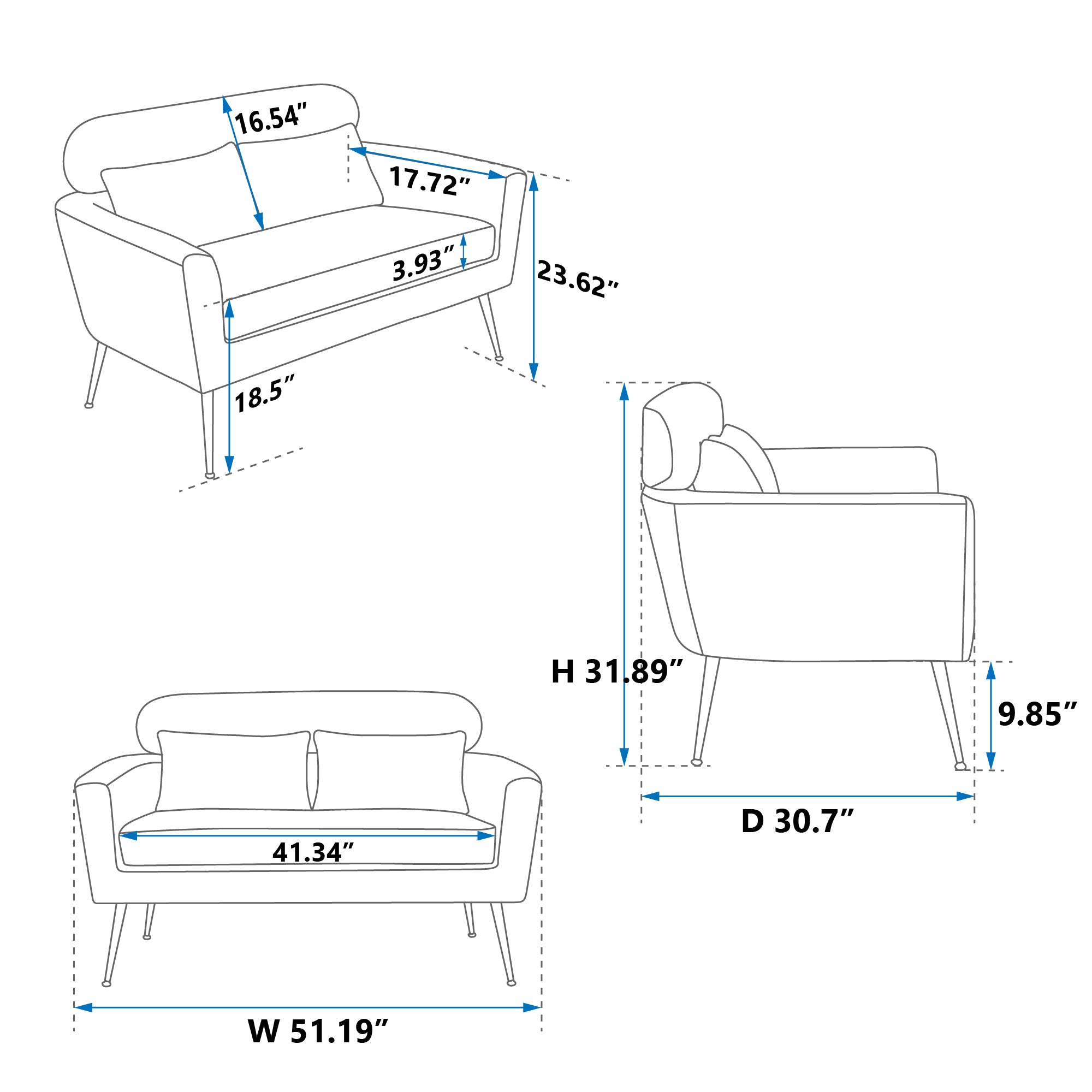 Boucle Loveseat Sofa