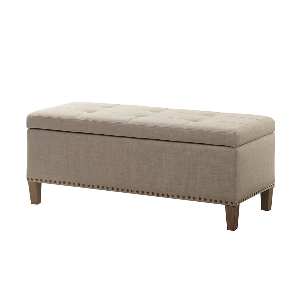 Shandra Tufted Top Storage Bench - Taupe