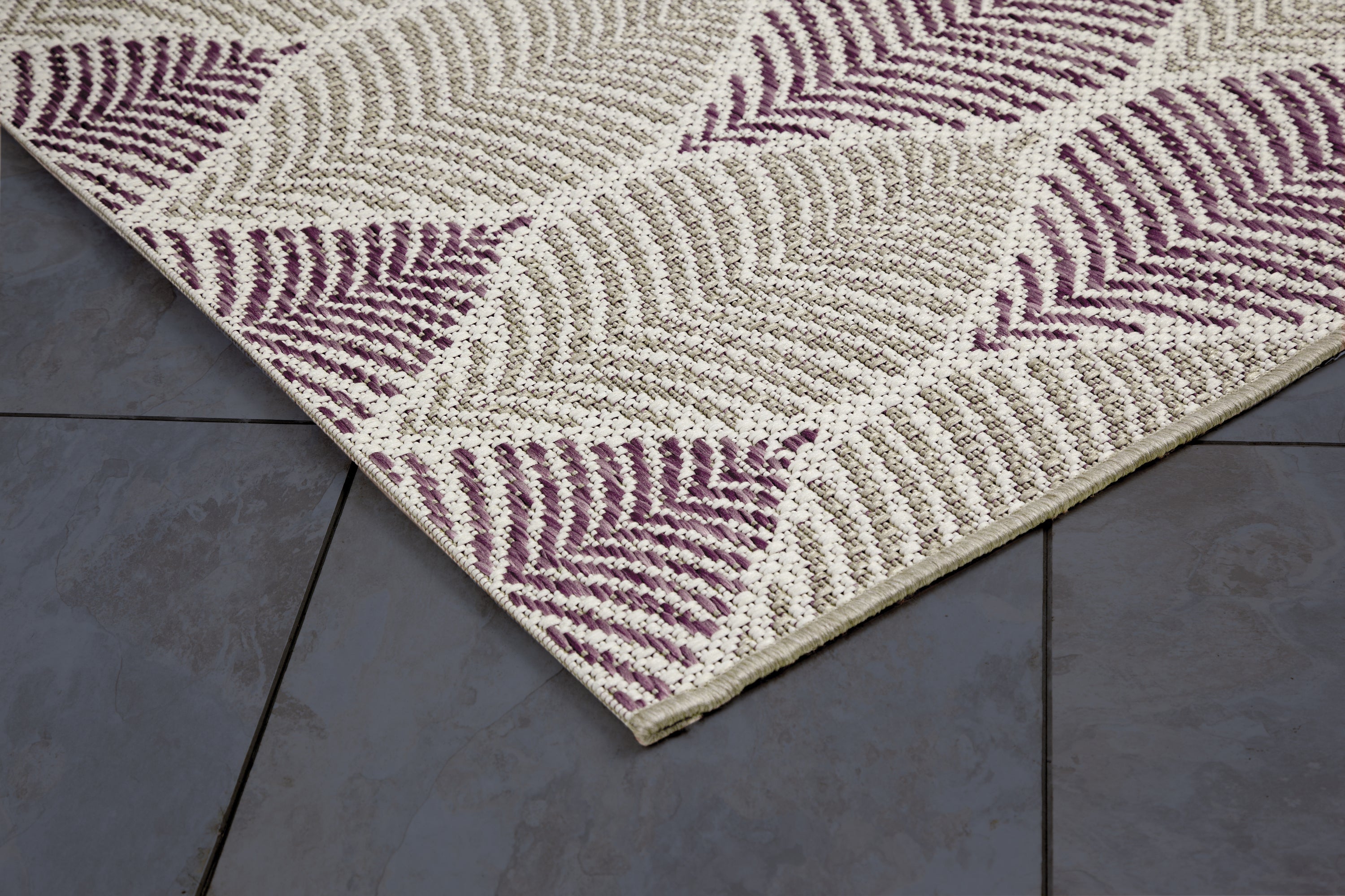 Foliage Plum, Beige Indoor / Outdoor Polypropylene Area Rug 8x10