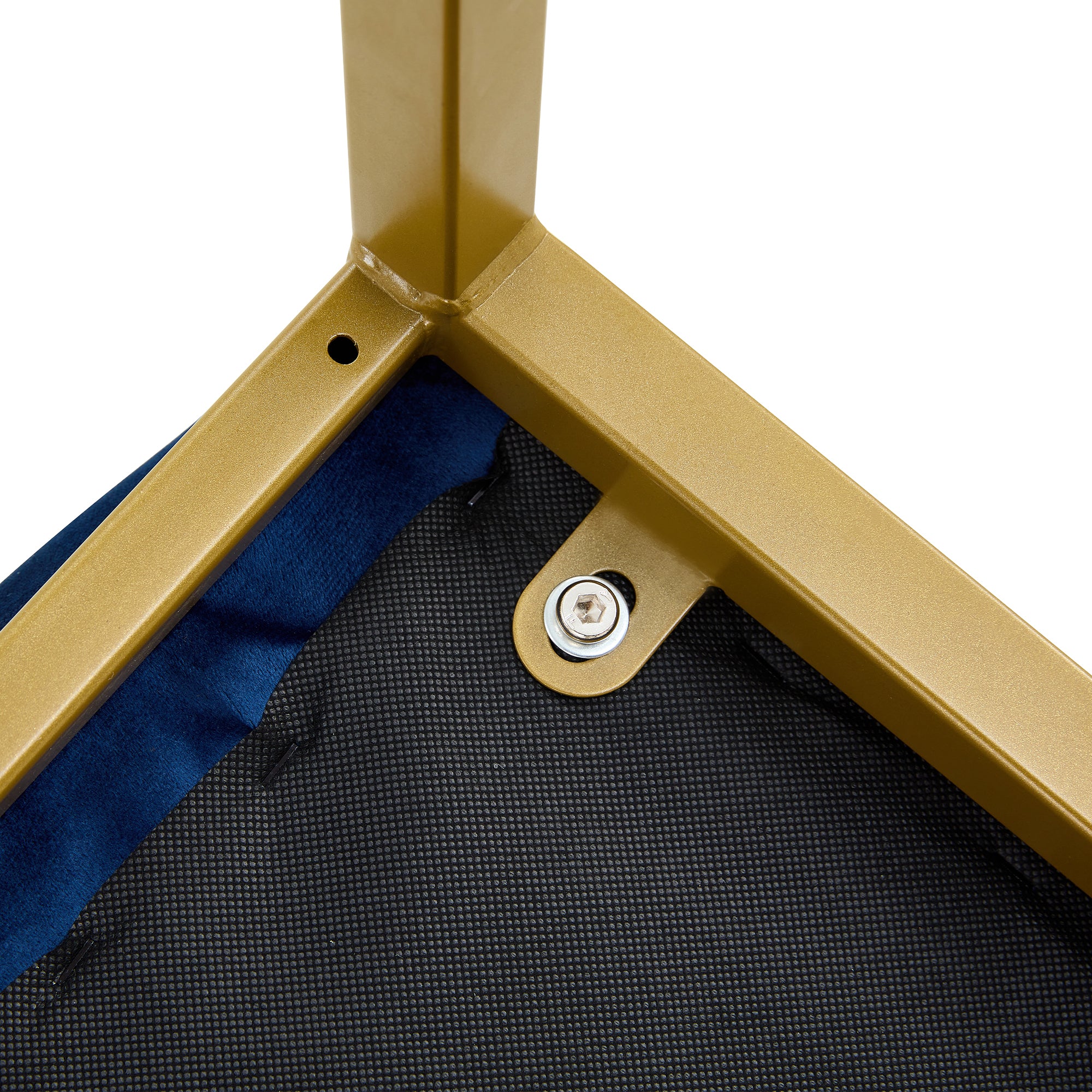 Modern Design High Counter Stool Metal Legs - Dark Blue Velvet Bar Chair (Set of 2)