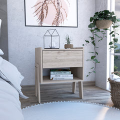 Hosley 1-Drawer 1-Shelf Nightstand - Light Grey