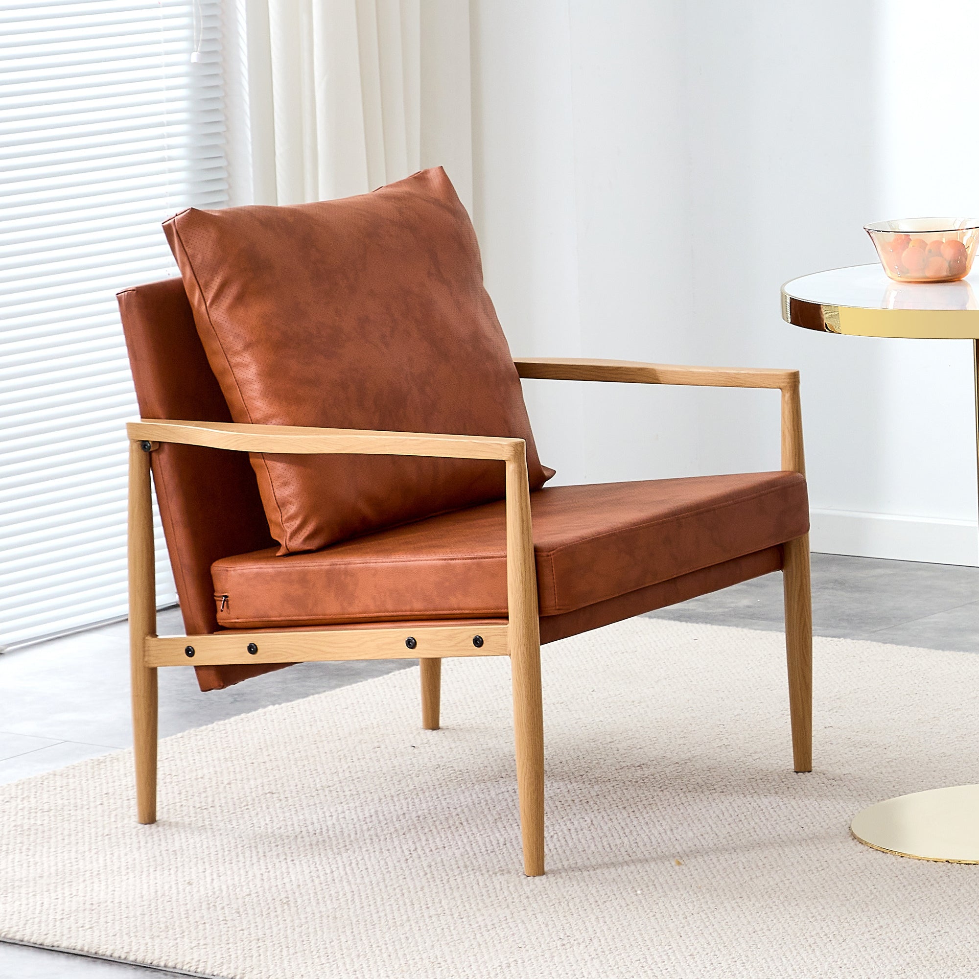 Mid Century Modern Accent Arm Chair - Brown