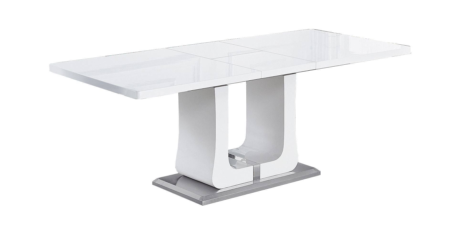 63"/78.7" Extendable Dining Table with Butterfly Leaf, High Gloss Lacquer Coating - White/Chrome
