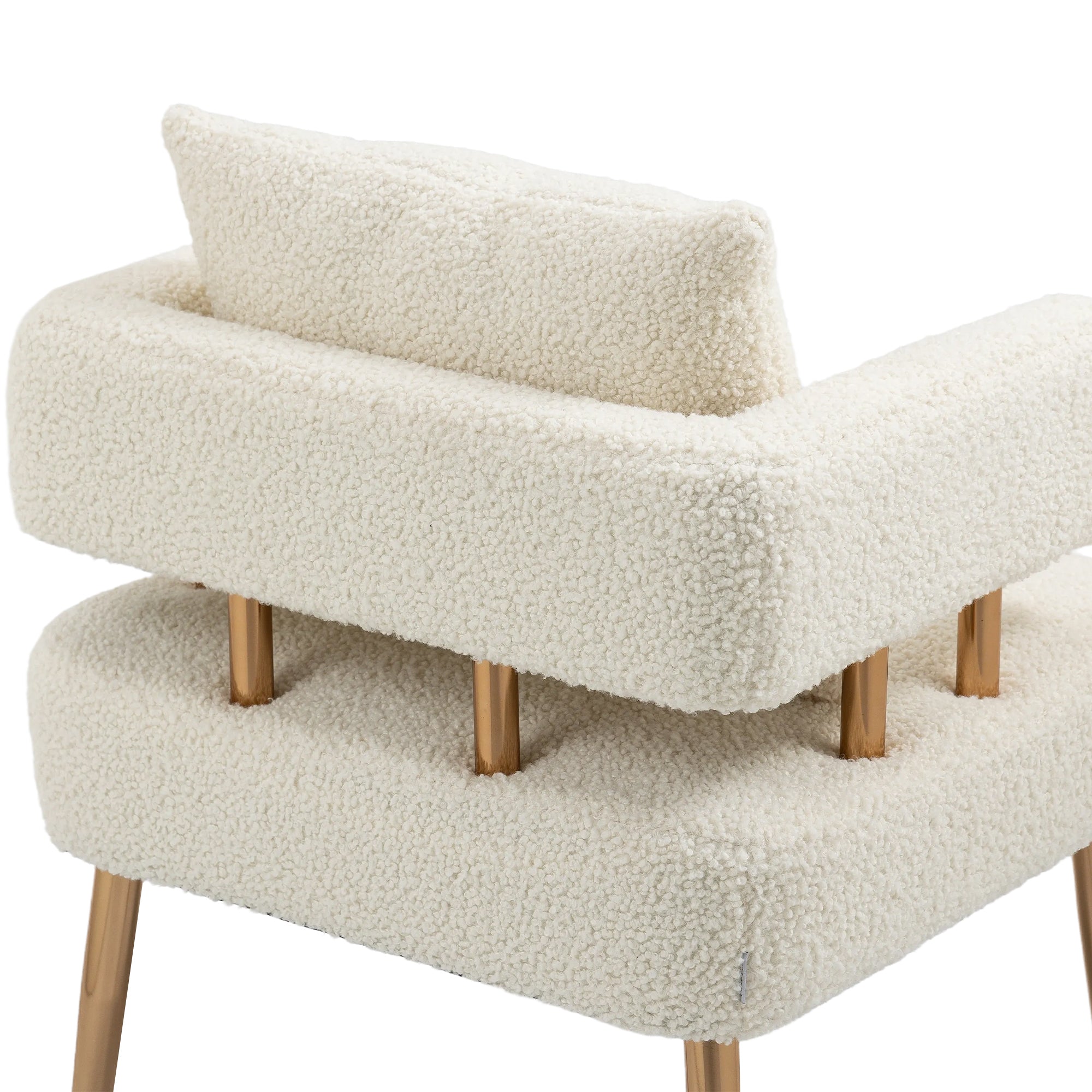 Accent Chair with Golden Feet - White Teddy