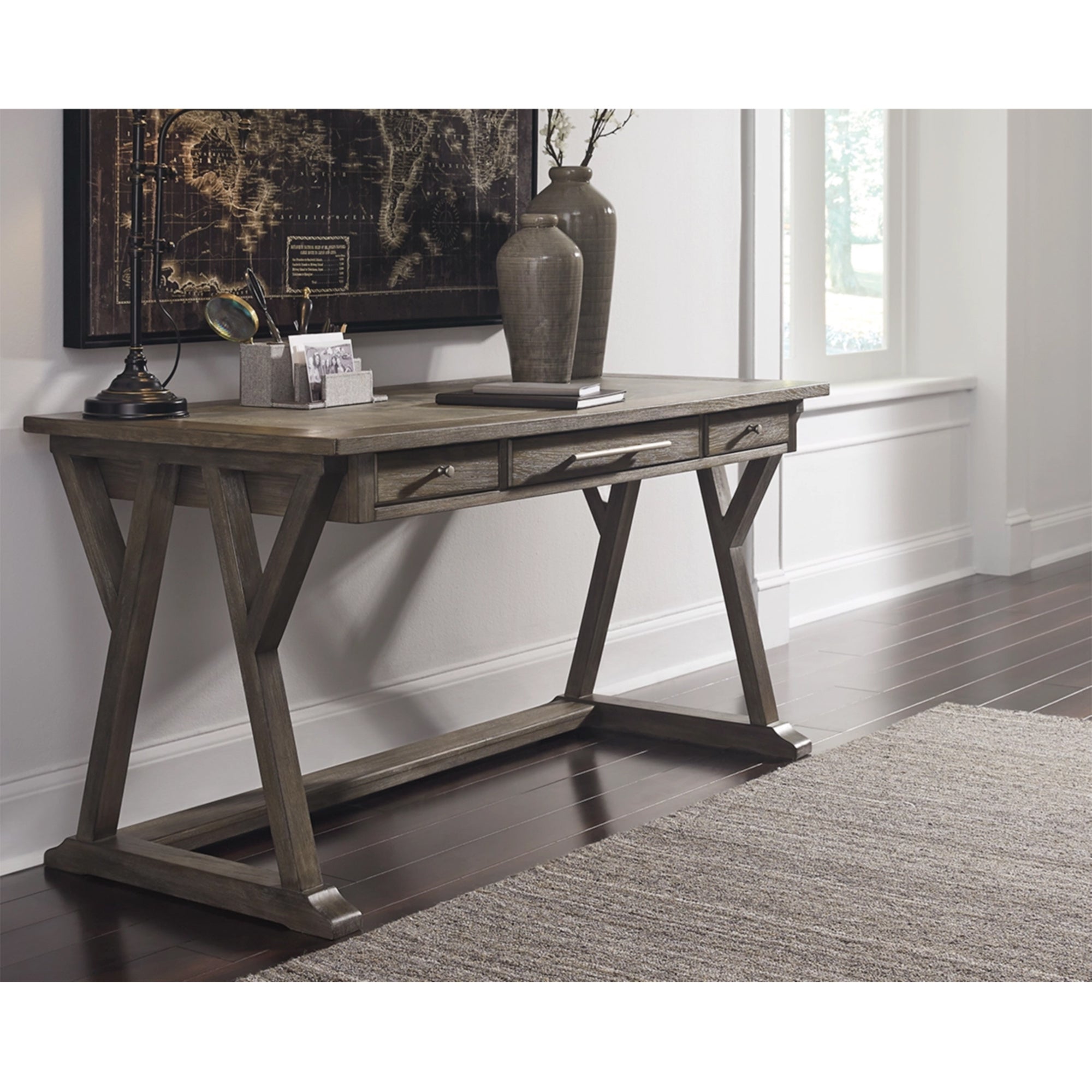 Rustic 60" Casual Home Office Desk - Brown Gray
