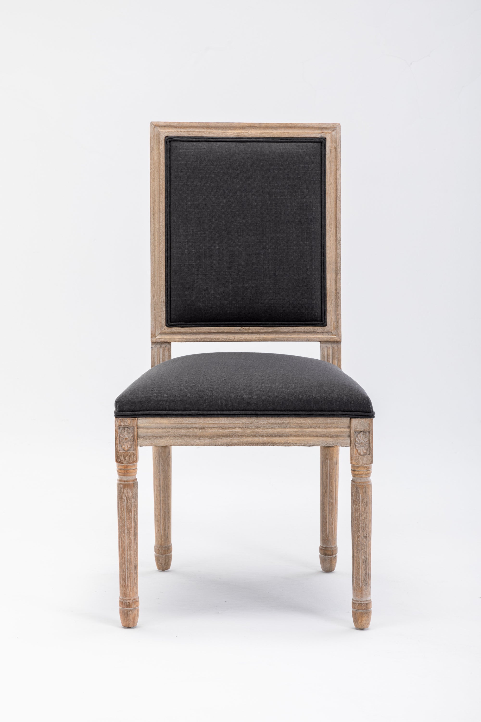 French Style Antique Painting Linen Back Dining Chair (Set of 2) - Grey