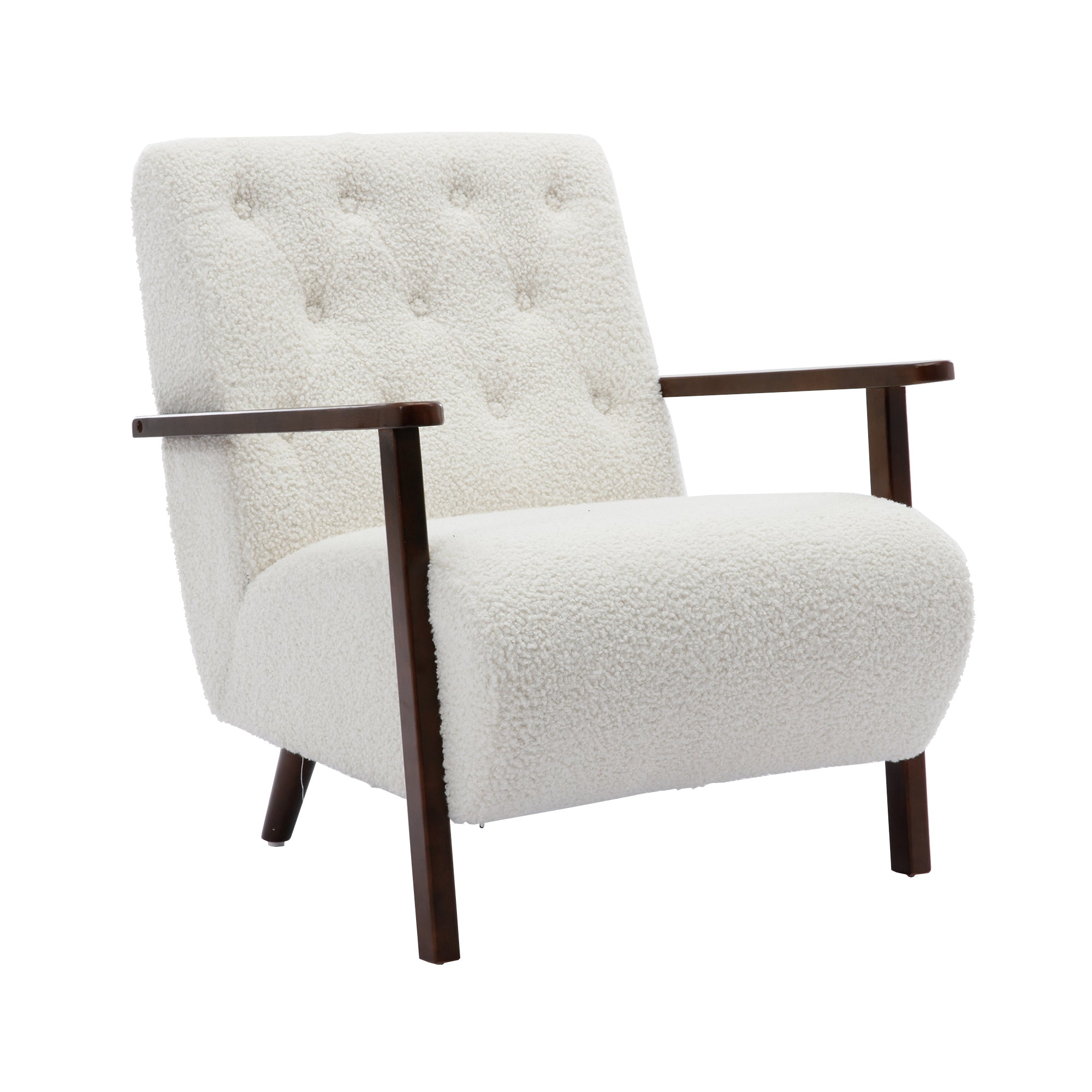 Wood Frame Modern Accent Chair Lounge Chair - White Teddy