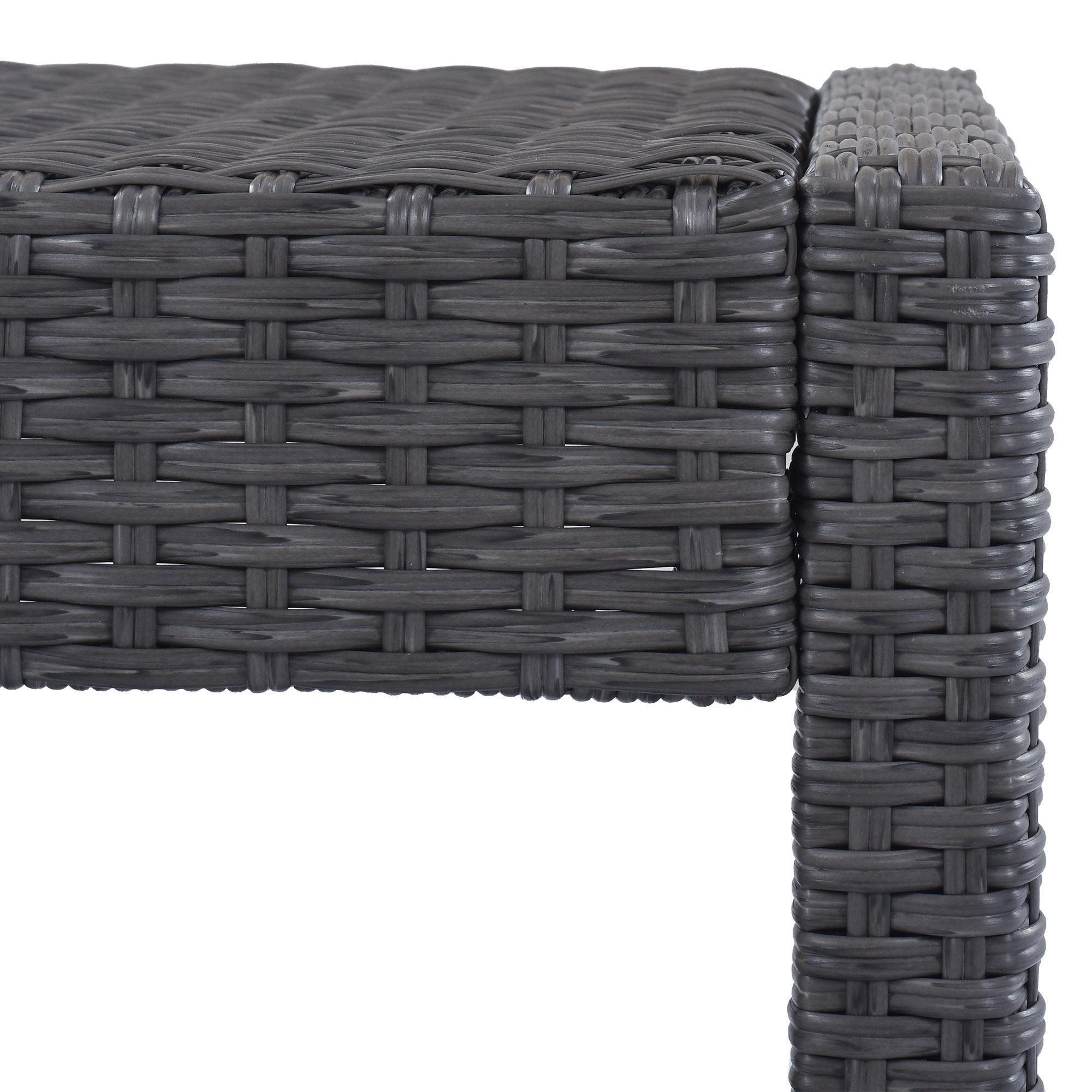 5-piece Rattan Outdoor Patio Furniture Set Bar Dining Table Set with 4 Stools - Gray Cushion + Gray Wicker