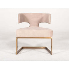 Modern Off-White Velvet & Brass Dining Chair