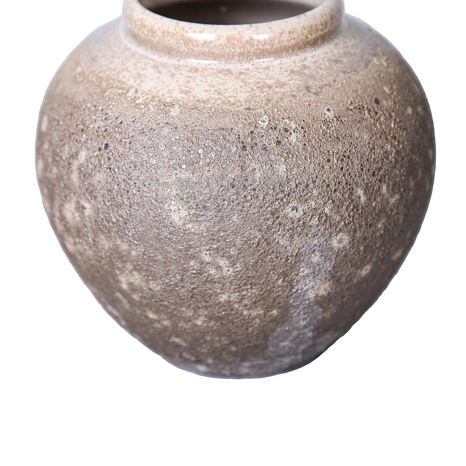 Artisanal Piece Vintage Sand Ceramic Vase 8.7"D x 8.7"H