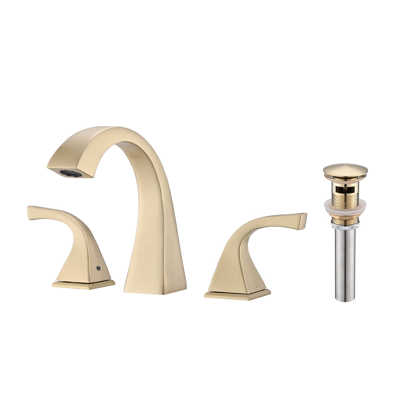 2-Handle Bathroom Sink Faucet with Drain - Brushed Gold