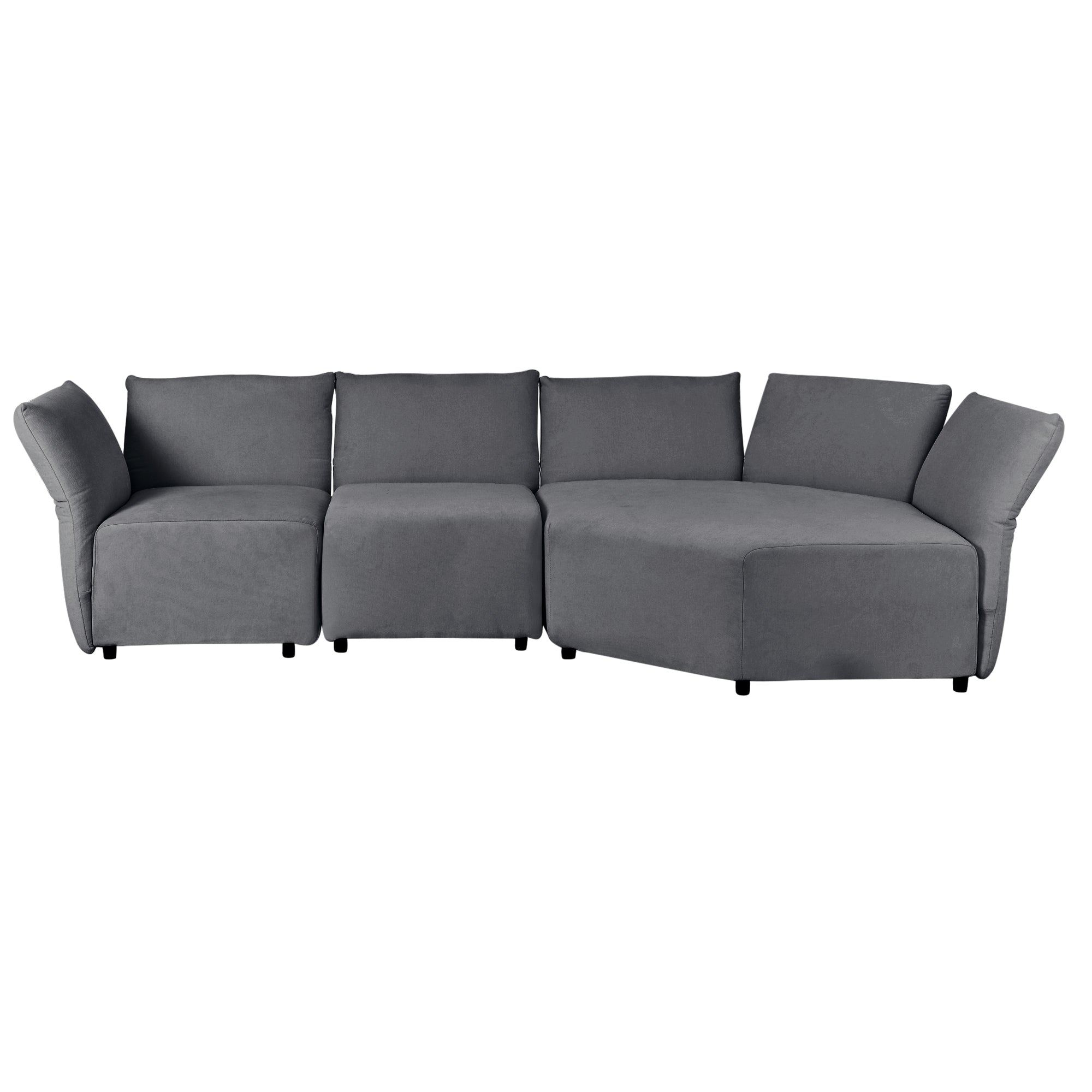 Stylish Sofa Set with Polyester Upholstery with Adjustable Back with Free Combination for Living Room - Gray