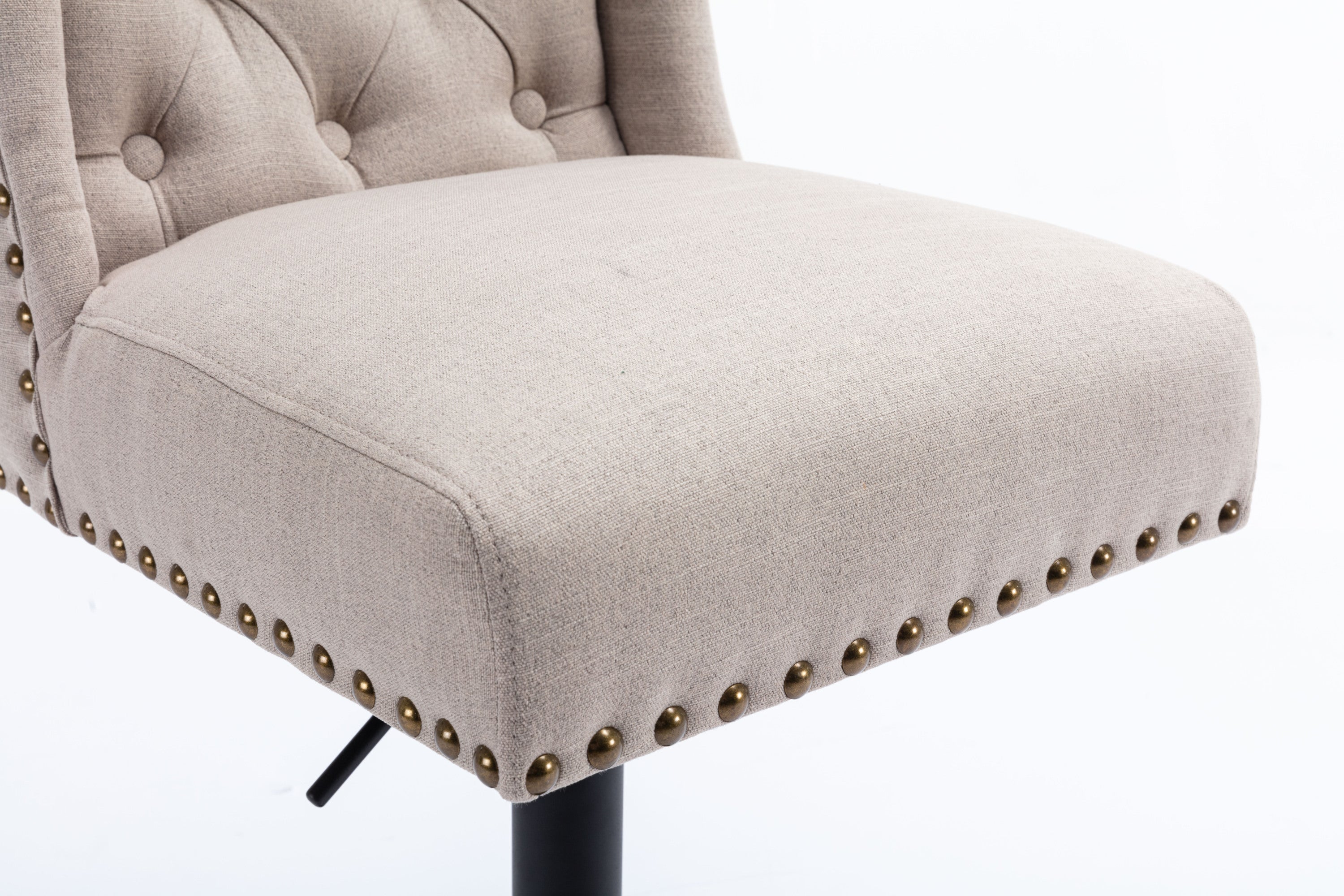 Modern Swivel Bar Stools Chair Adjustable Linen Upholstered Stool with Tufted Wing Back (Set of 2) - Cream