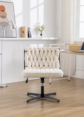 Armless Office Desk Chair No Wheels - White