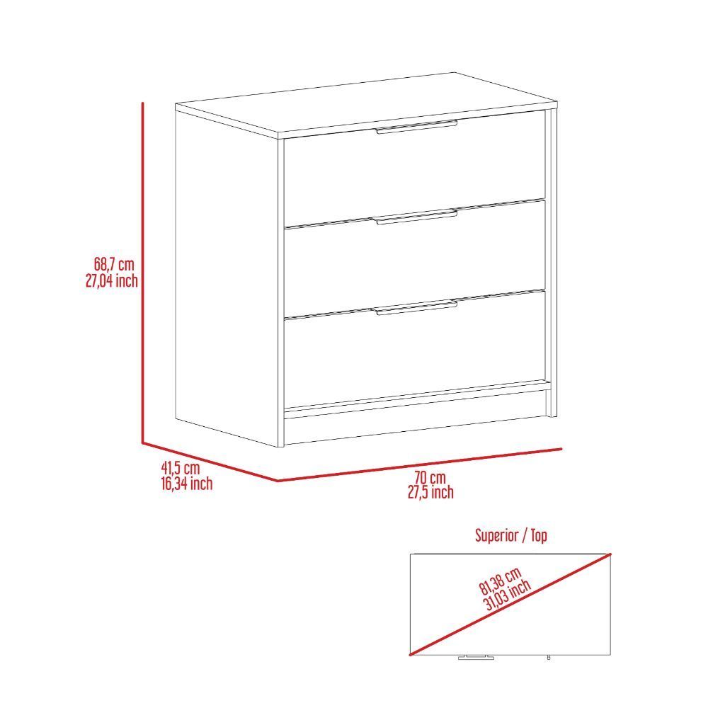 MAICOSY 27.5"W Modern 3 Drawers Dressers Small Closet Bedroom Furniture Brown