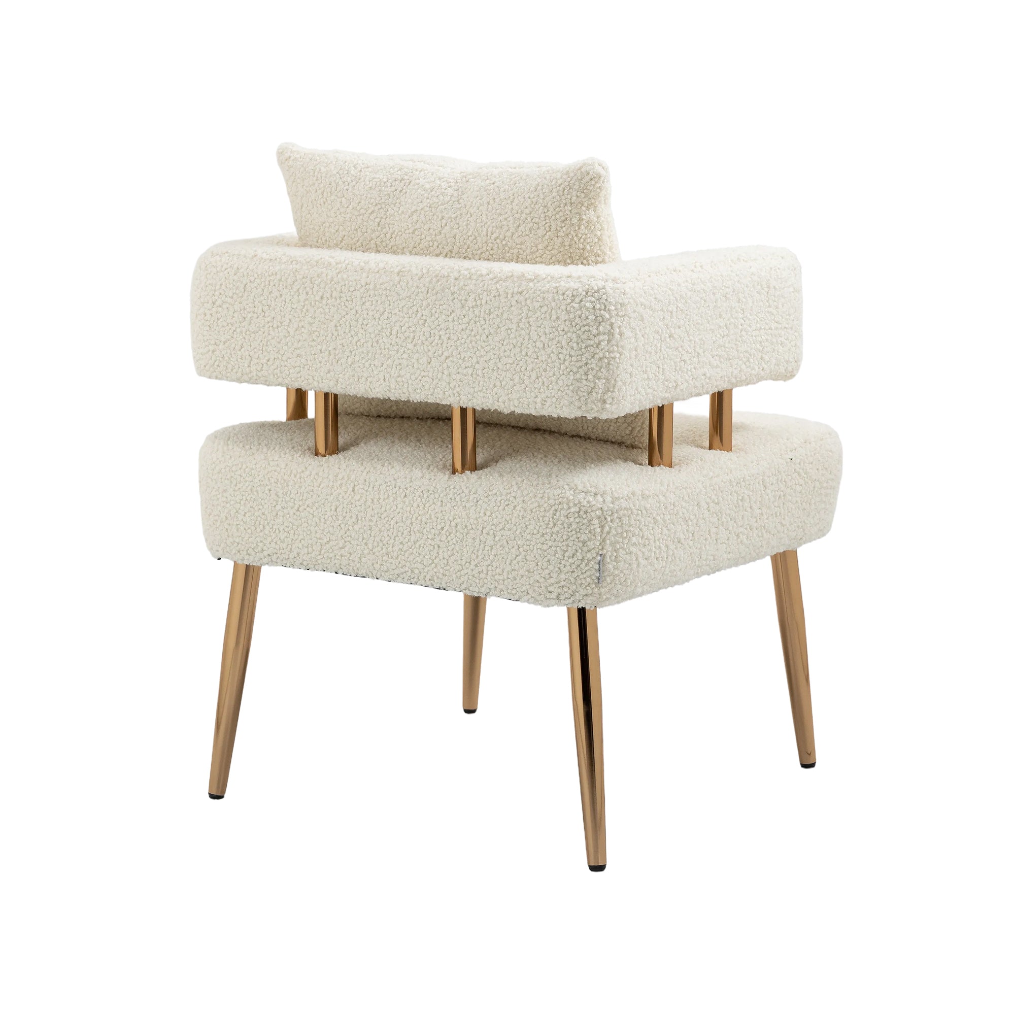 Accent Chair with Golden Feet - White Teddy