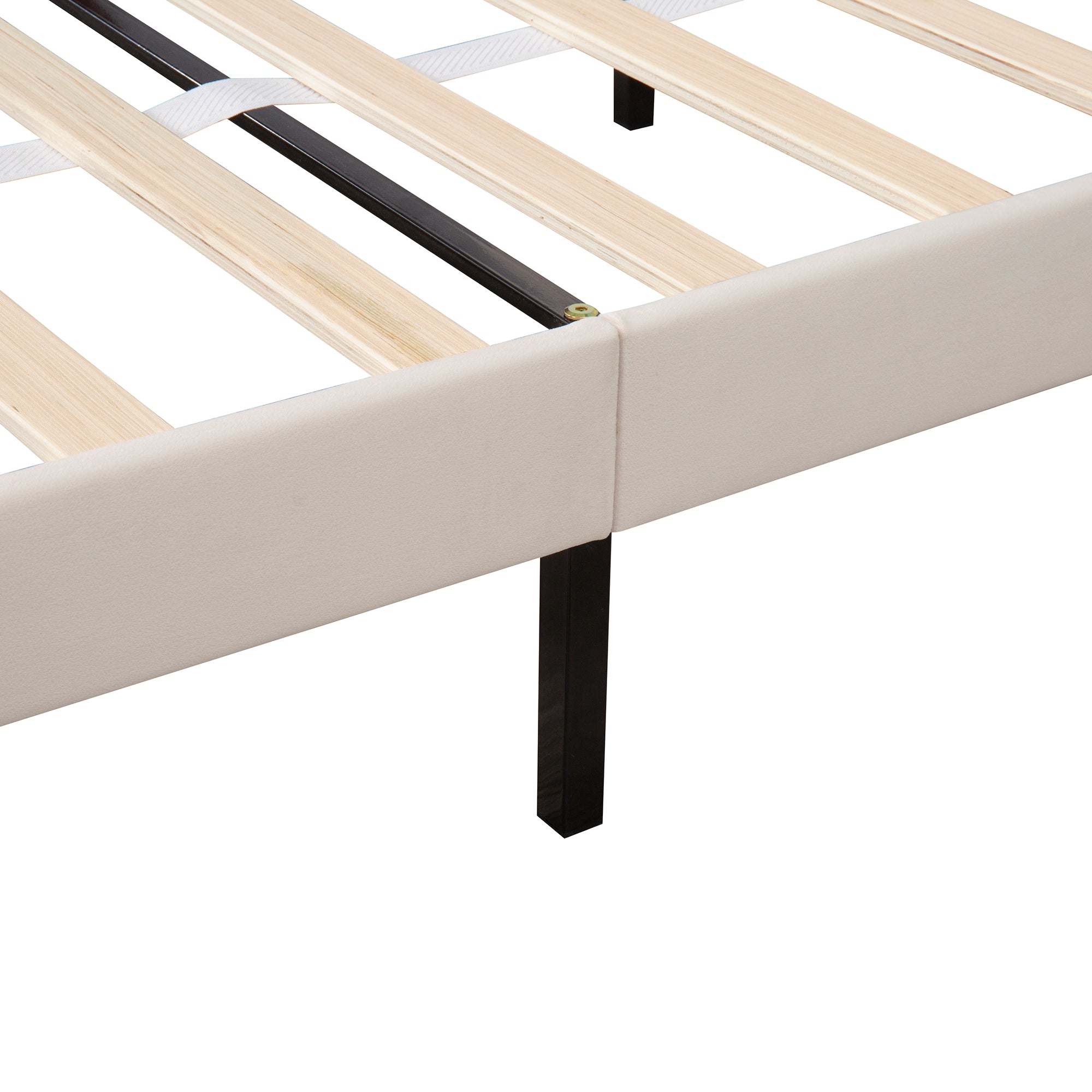 Queen Size Storage Bed Velvet Upholstered Platformwith a Big Drawer - Beige