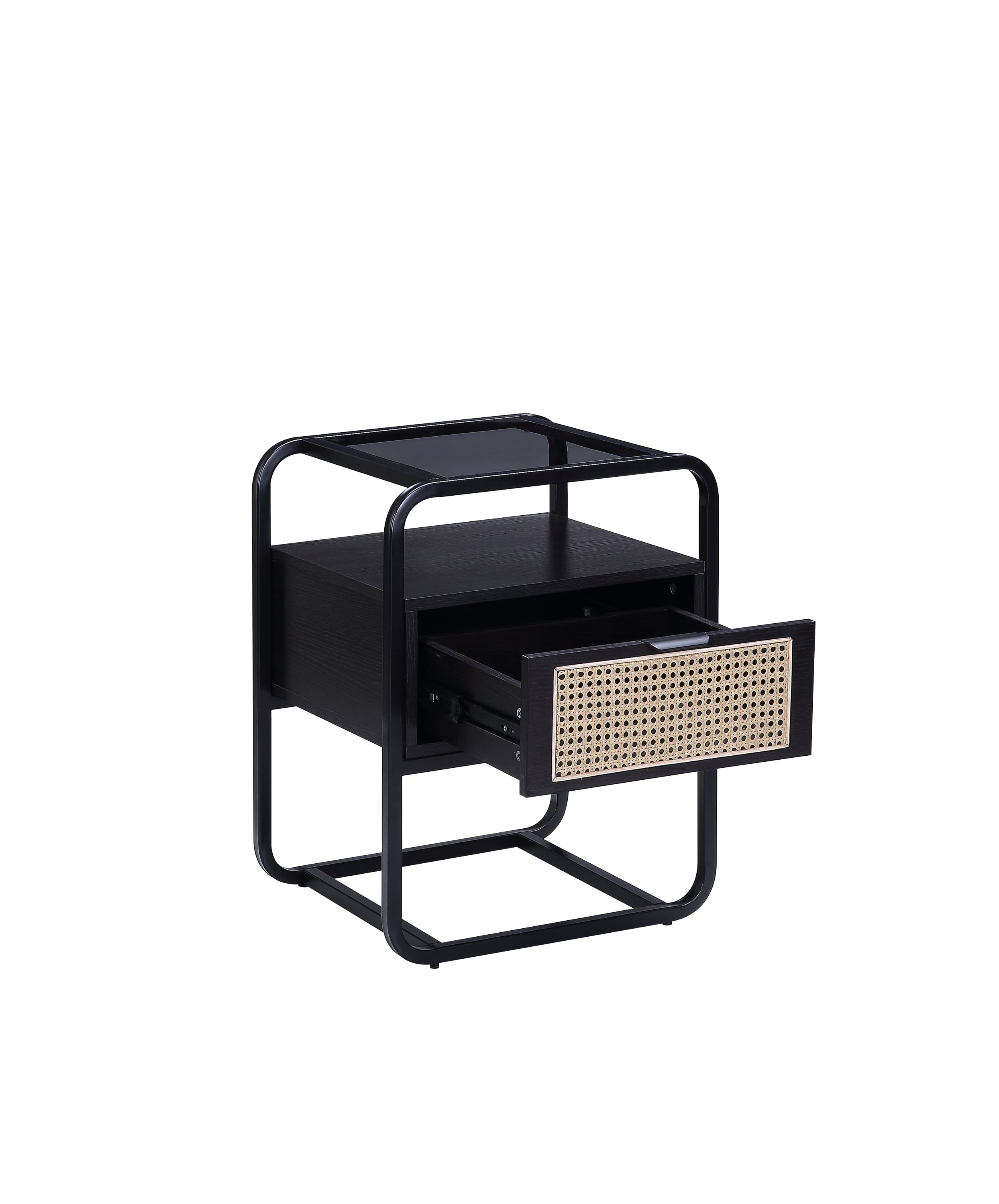 Rattan Accent Table - Black Finish