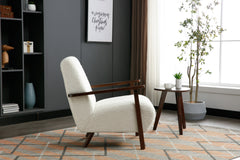 Wood Frame Modern Accent Chair Lounge Chair - White Teddy