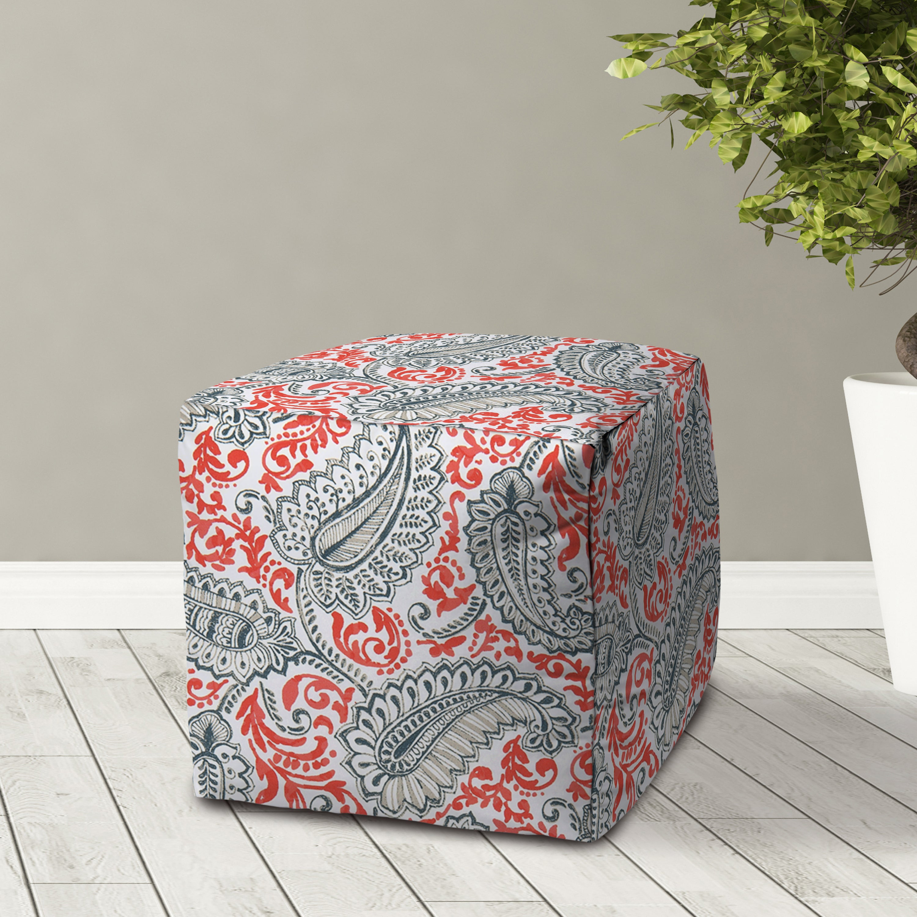 Coral Indoor/Outdoor Pouf - Zipper Cover Only