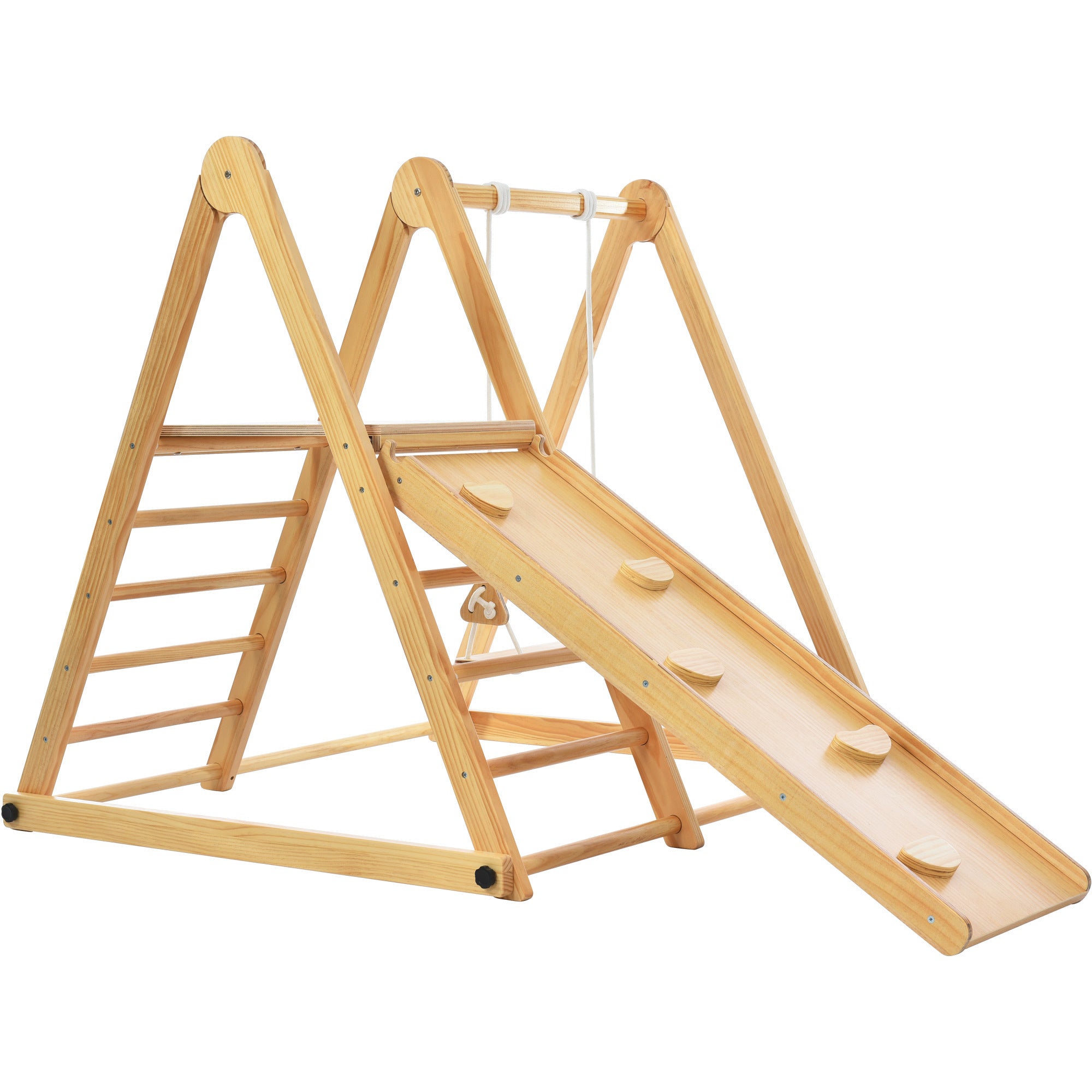 Wooden Swing and Slide Set Indoor Foldable Climbing Playground Play set for Kids/Toddlers