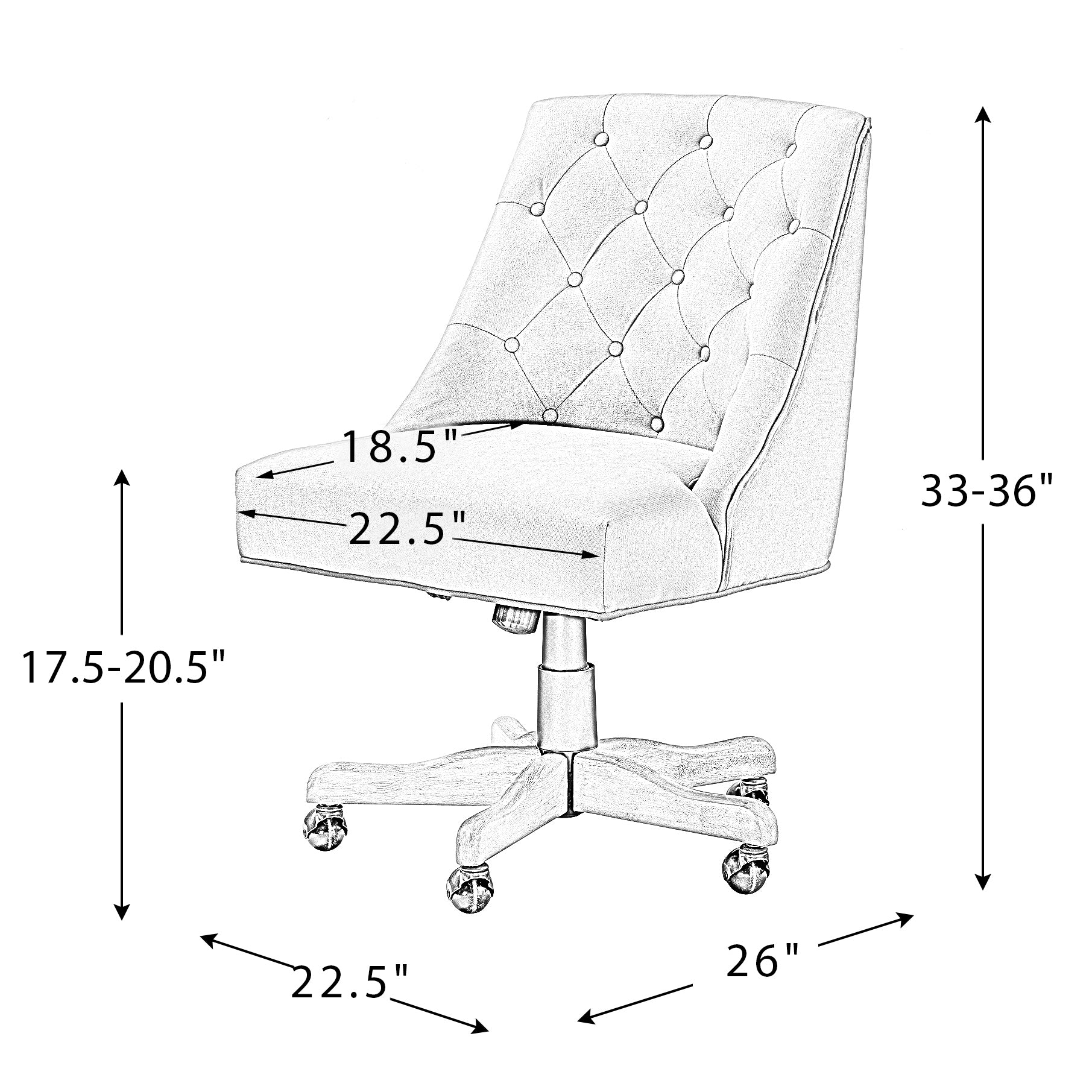 Modern Office Chair with Tufted Back - Beige