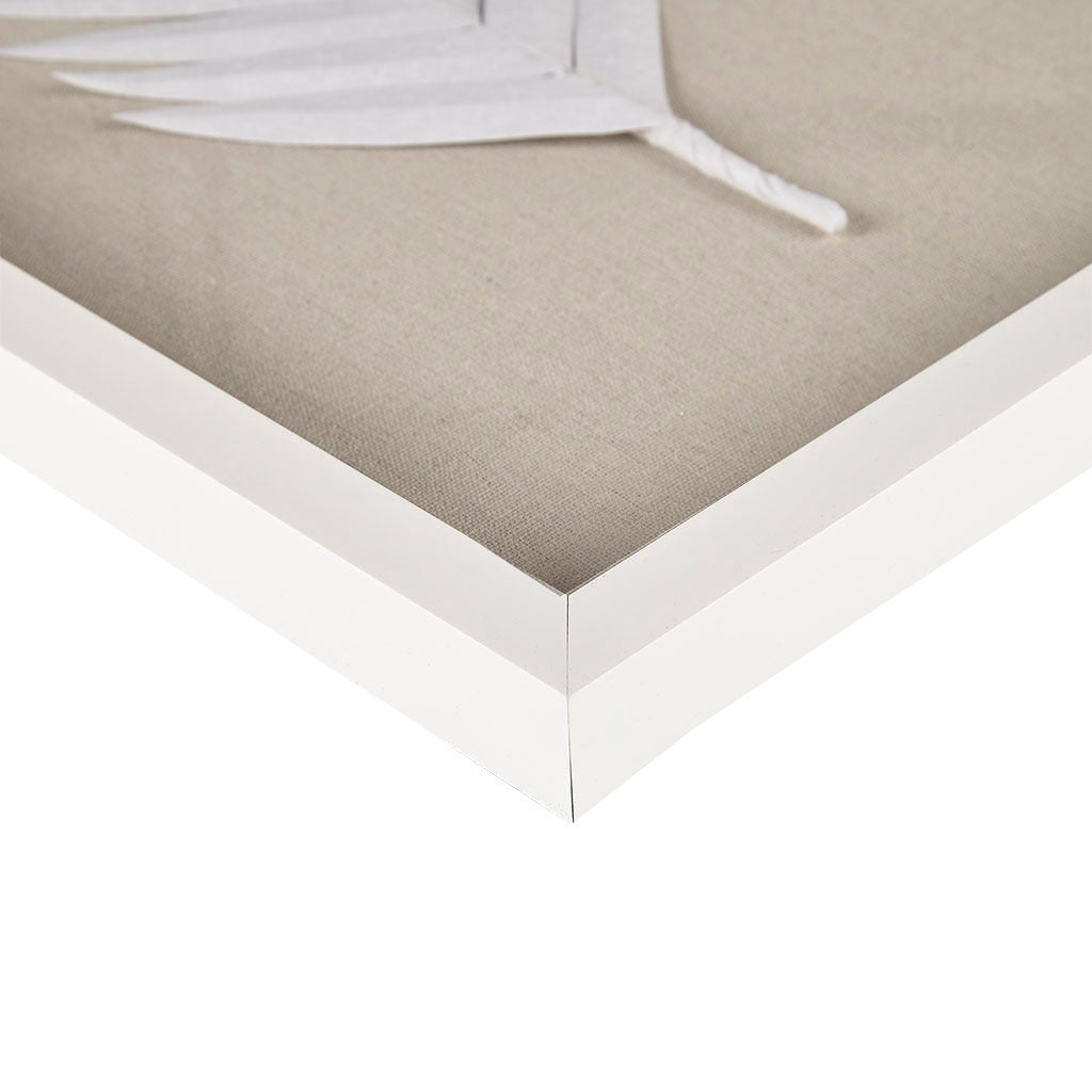 Sabal Framed Rice Paper Palm Leaves 3-piece Shadowbox Wall Decor Set - Natural & White